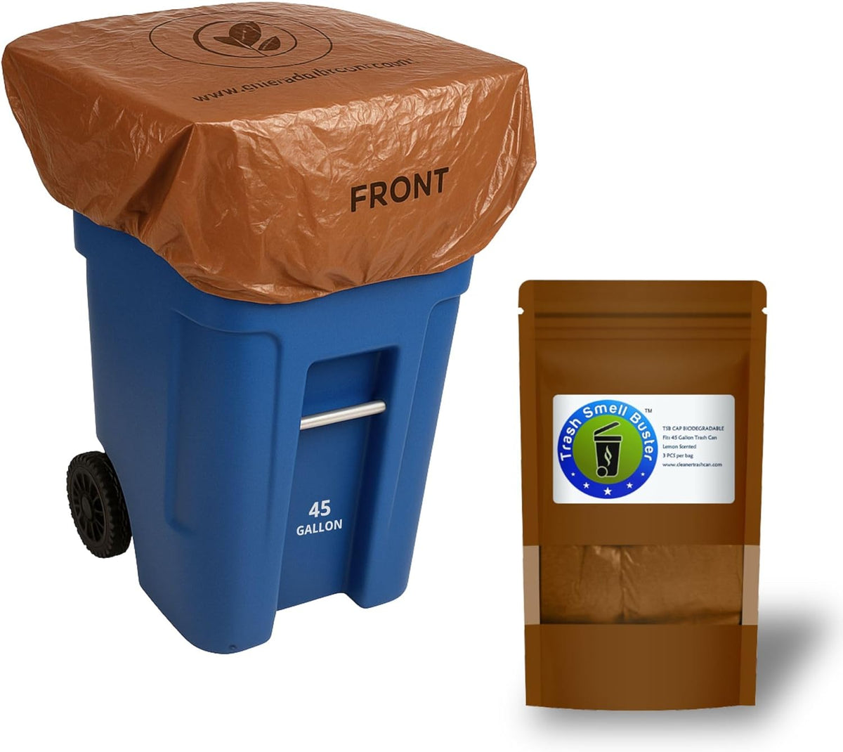Trash Can Cover Biodegradable Odor Eliminating Bag with Elastic Band Lemon Scented Durable Chemical