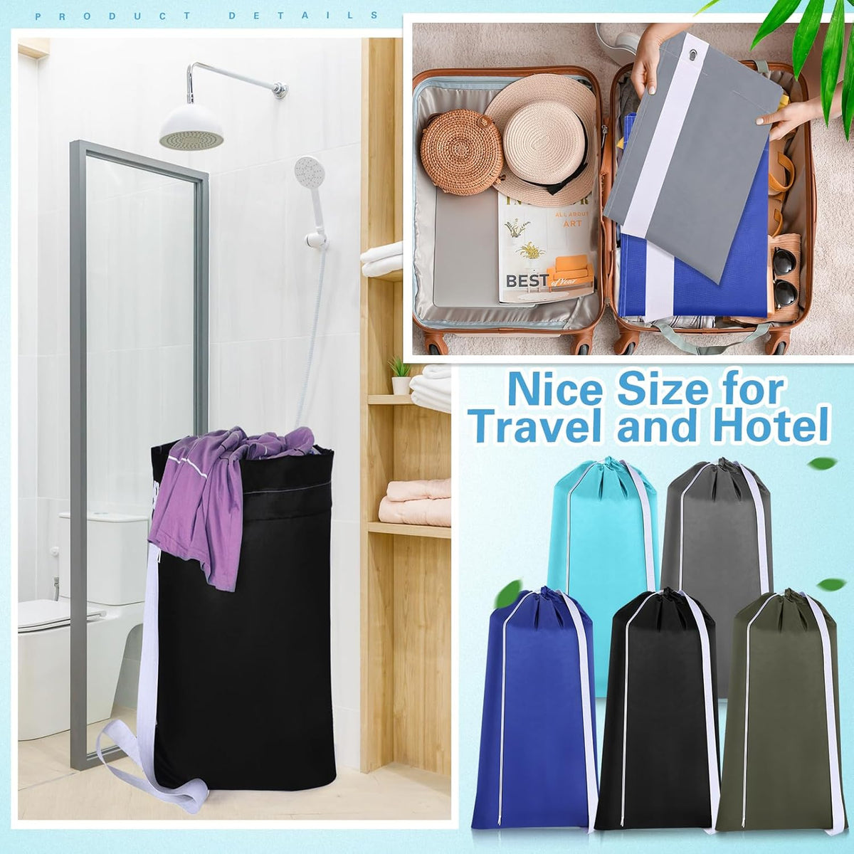 10 Pcs Nylon Extra Large Laundry Bag with Strap Travel Laundry Bags with Drawstring Closure