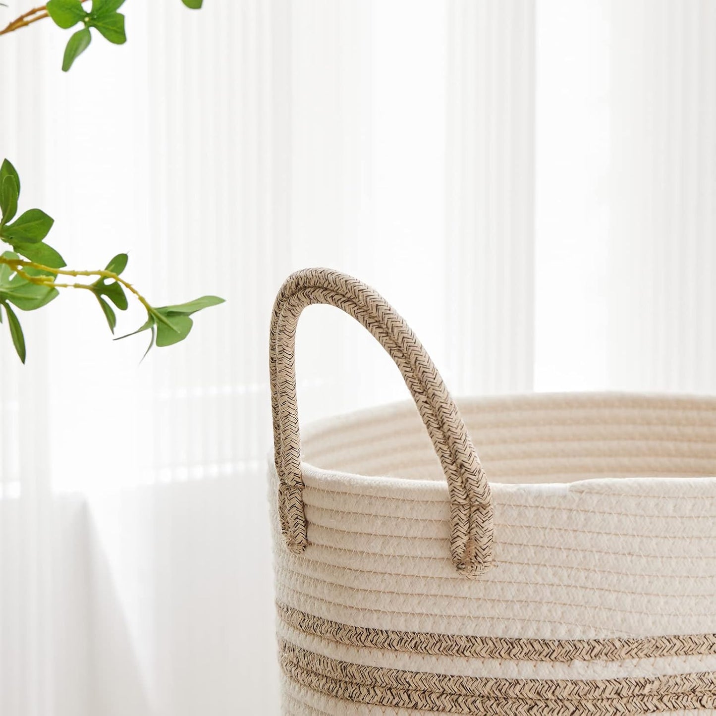 VIPOSCO Tall Laundry Hamper, Woven Rope Storage Basket for Blanket, Toys, Dirty Clothes in Living