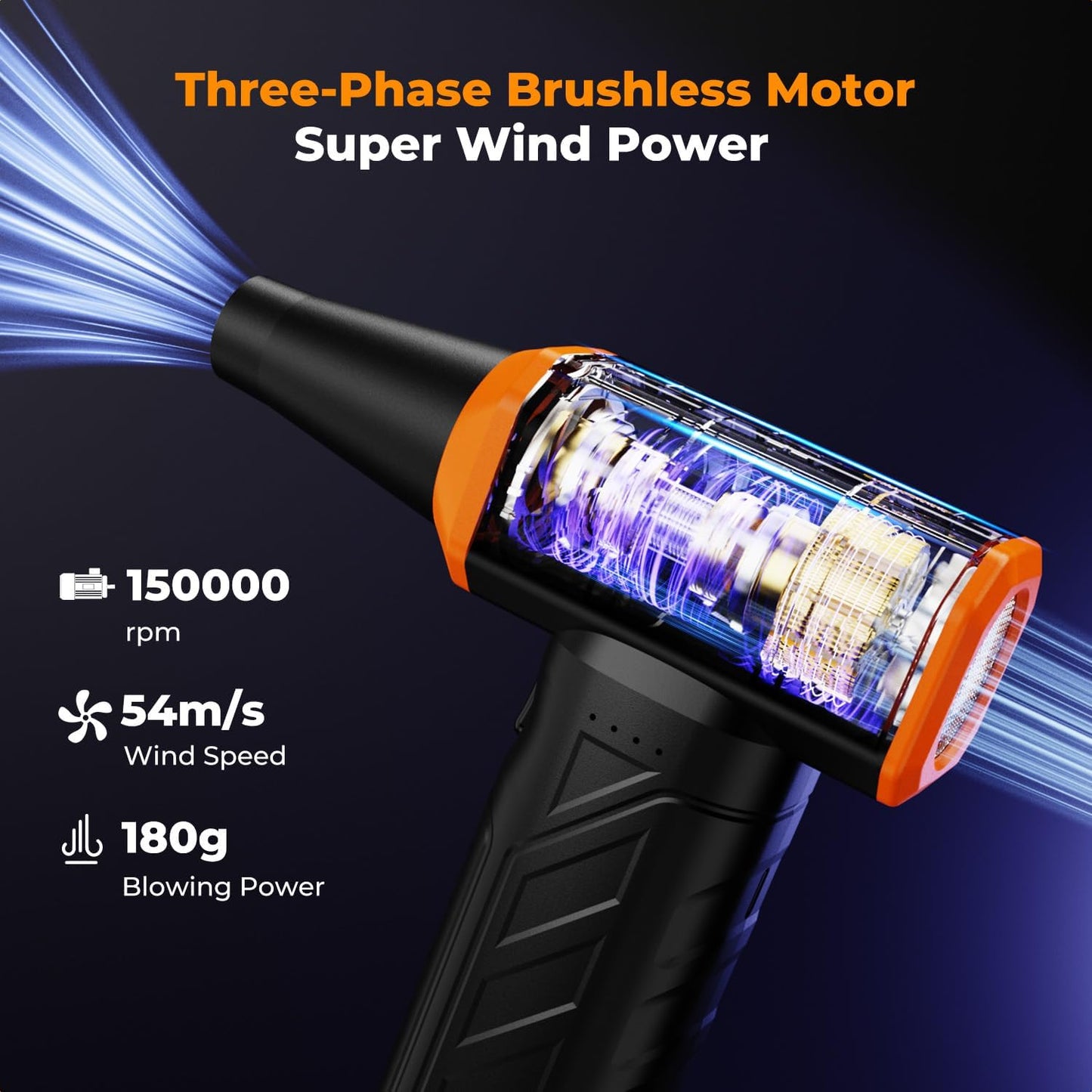 K&F CONCEPT Long-Lasting Compressed Air Duster, 8000mAh-150min Endurance| 150000RPM|LED Light|3