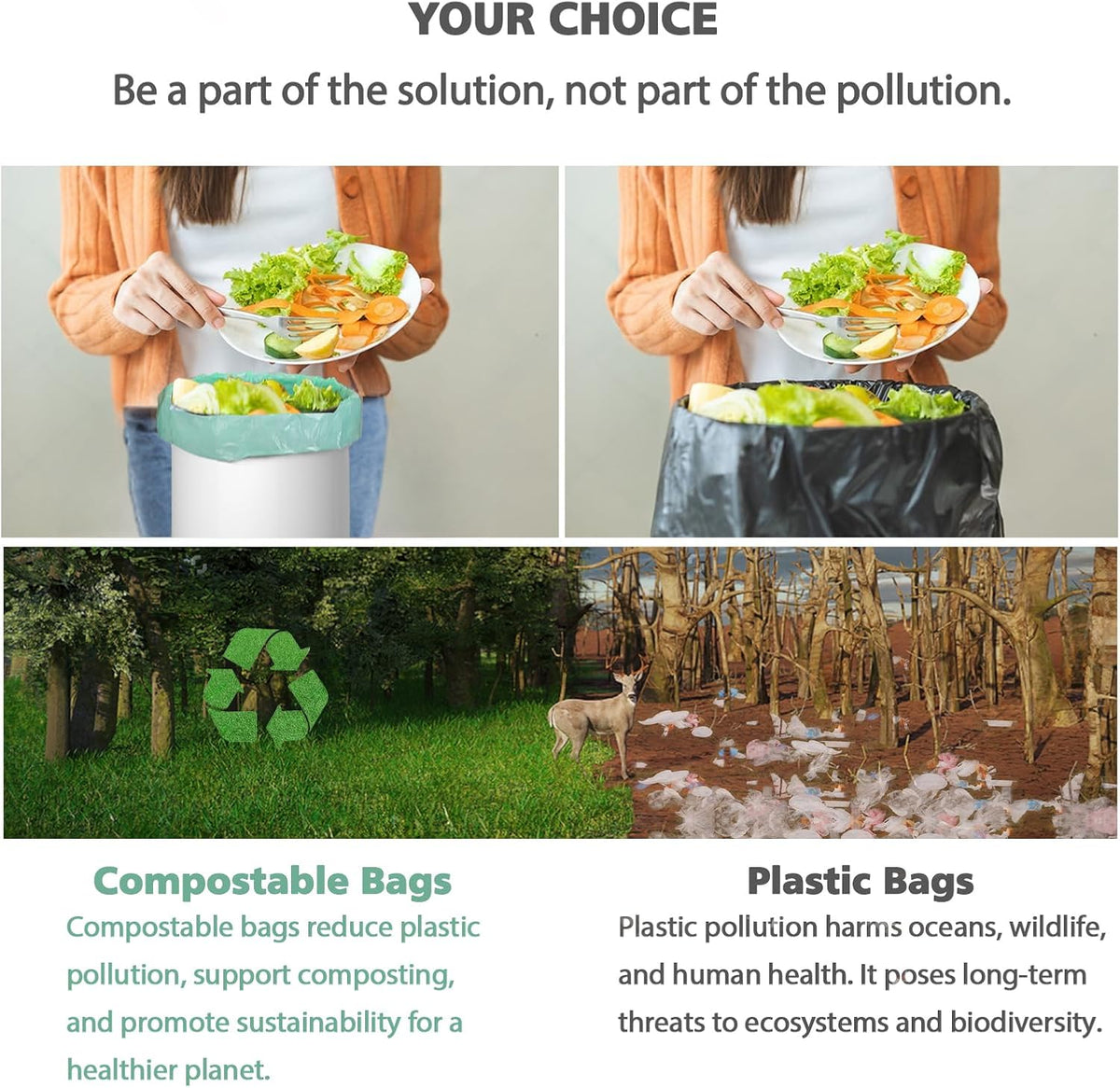 1.2 Gallon Small Trash Bags Garbage Bags, AYOTEE Mini Compostable Strong Bathroom Wastebasket Can