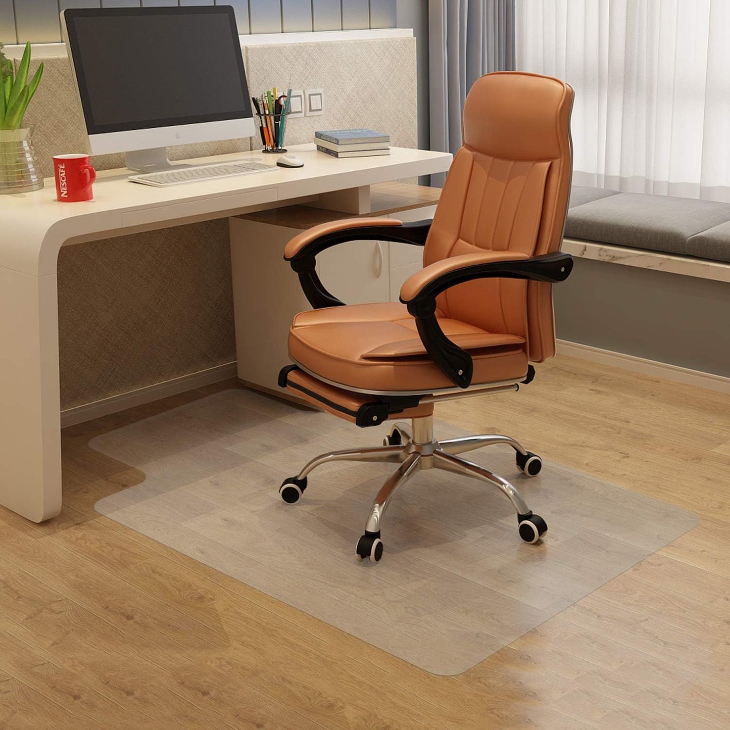 Office Chair Mat for Hardwood Floor, 48”x 36” Clear Floor Protector Mat for Office Chair, Vinyl