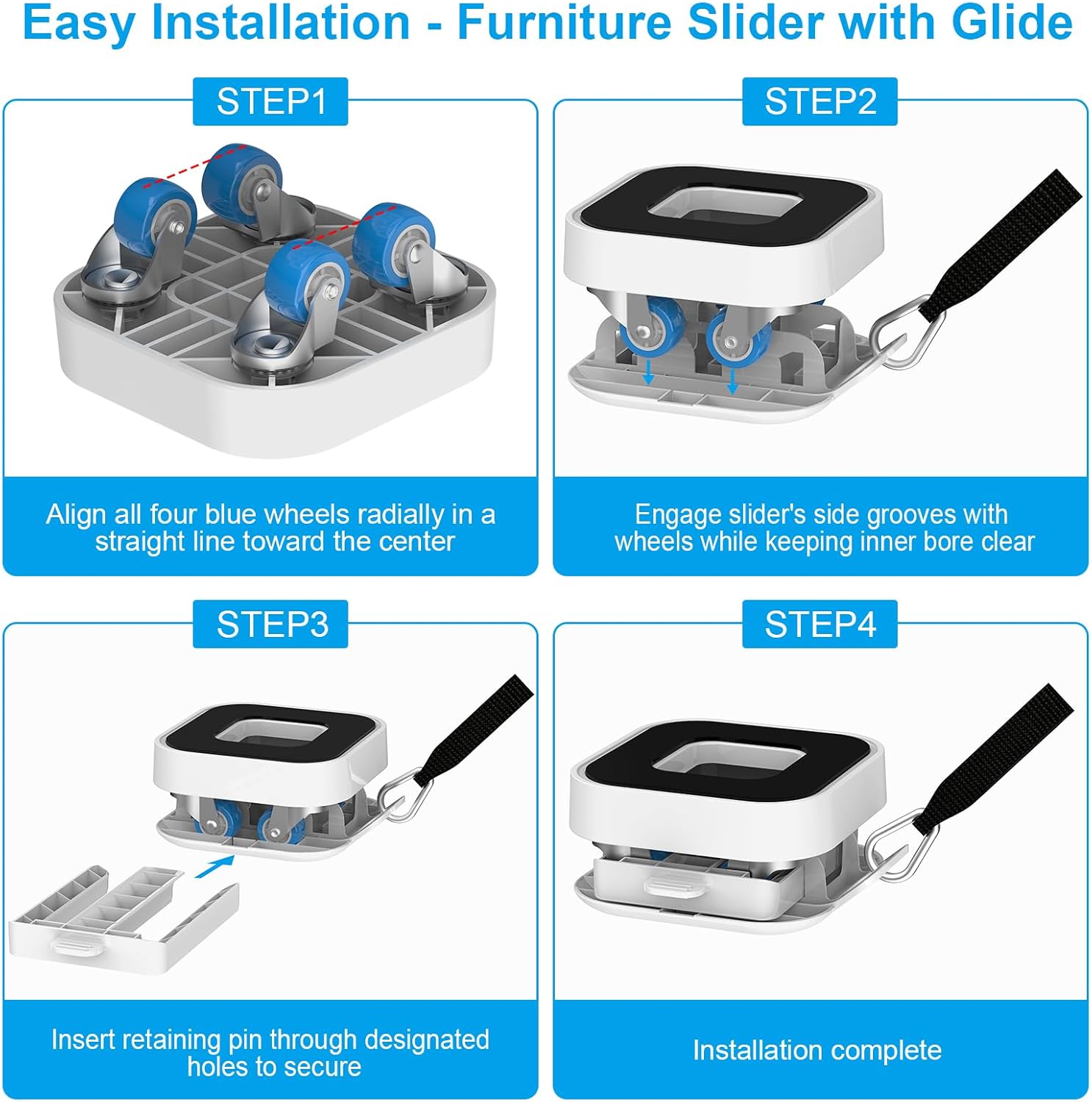 New Upgraded Furniture Sliders for Hard Floors & Carpets, 2-in-1 Furniture Movers with Wheels