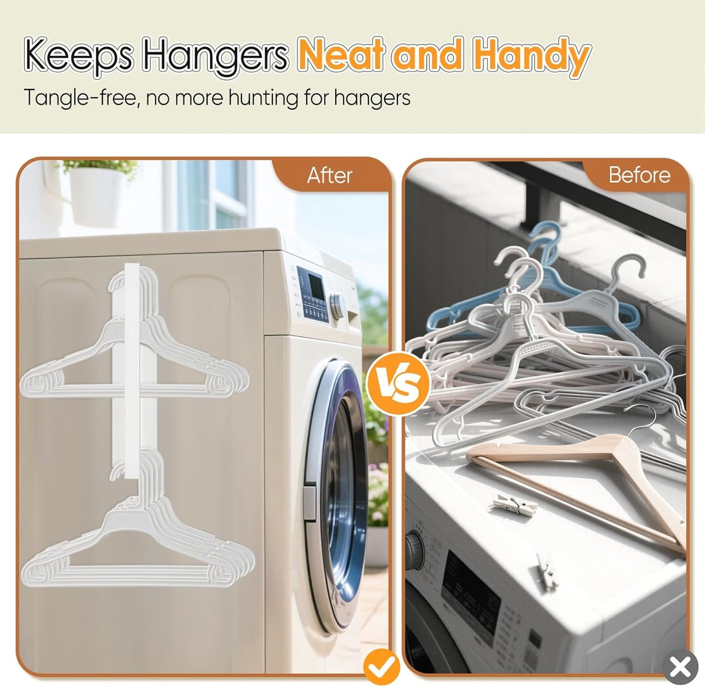 Magnetic Hanger Organizer, Strong Magnetic Hanger Holder for Washing Machine Dryer, Laundry Room