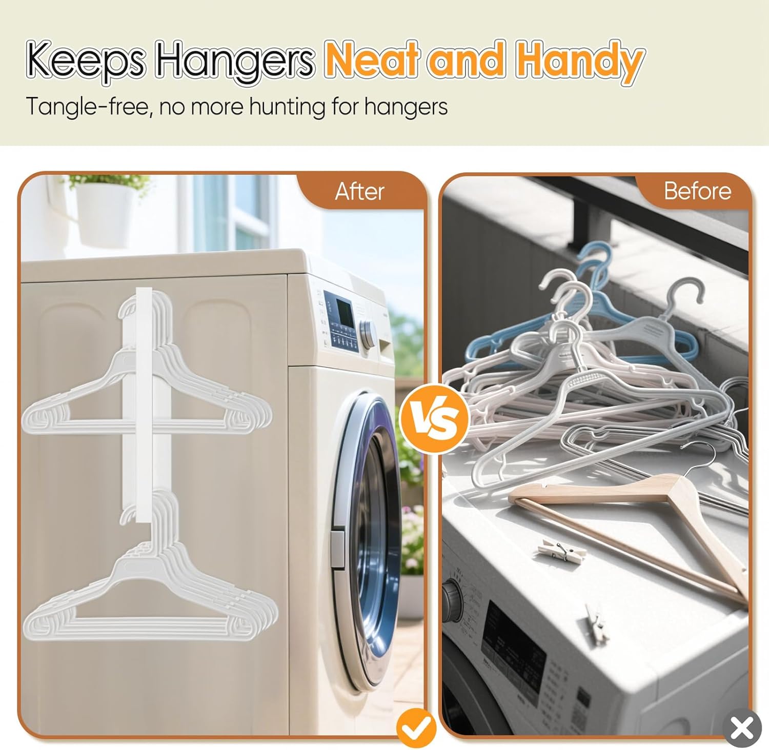 Magnetic Hanger Organizer, Strong Magnetic Hanger Holder for Washing Machine Dryer, Laundry Room