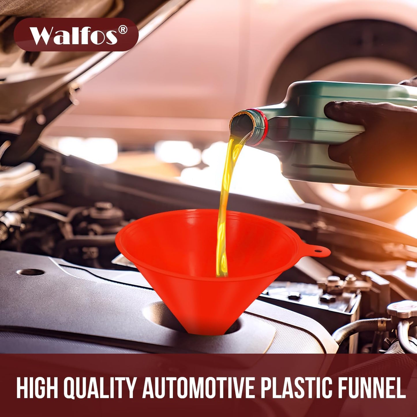 walfos 4pcs Kitchen Plastic Funnel (NO BPA),Automotive Funnel for Liquid Transfer,funnels for