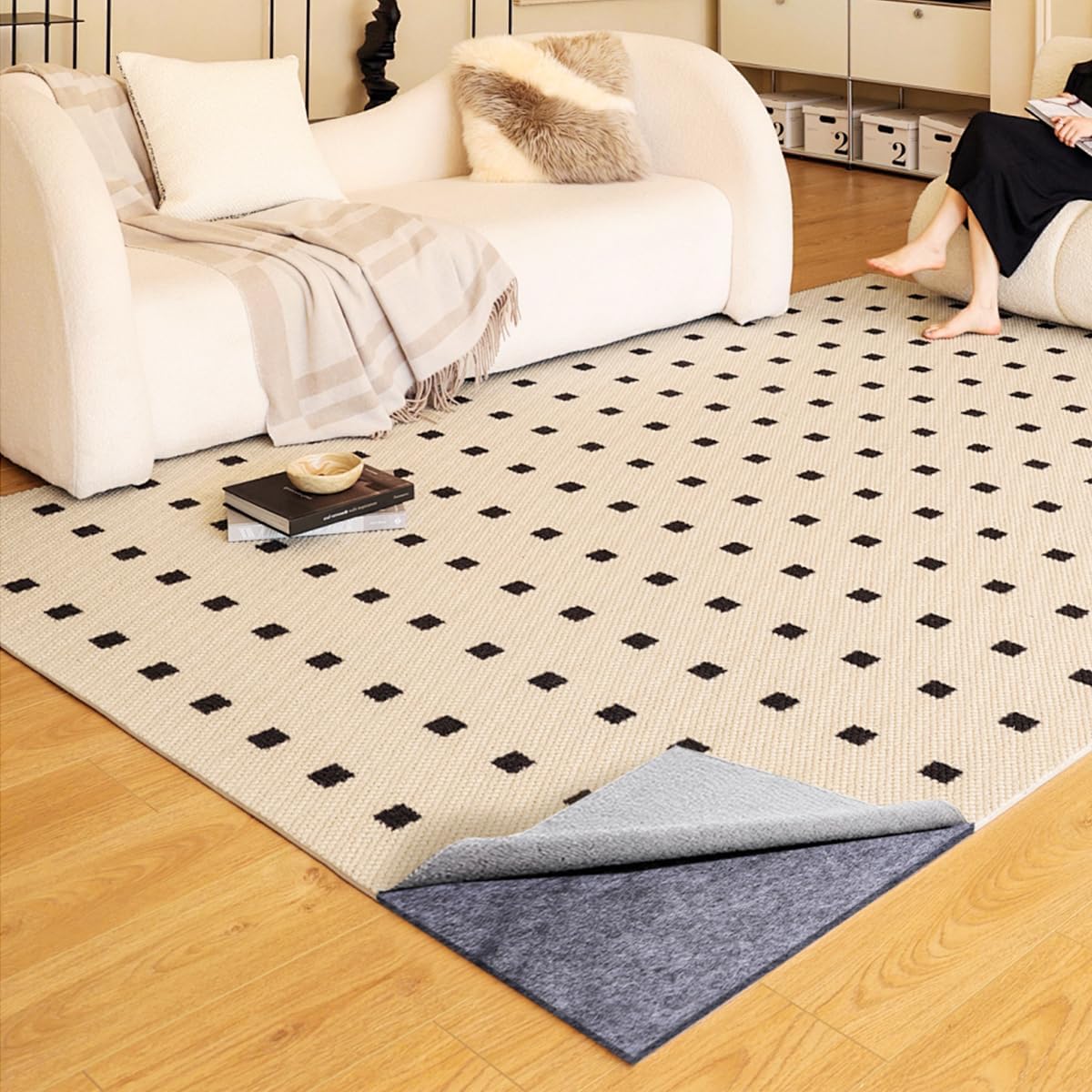 Extra Large Area Rug Cushioned Carpet Pad, 6x9 Ft, Thick Felt Pad for All Floors, Keeps Rug in