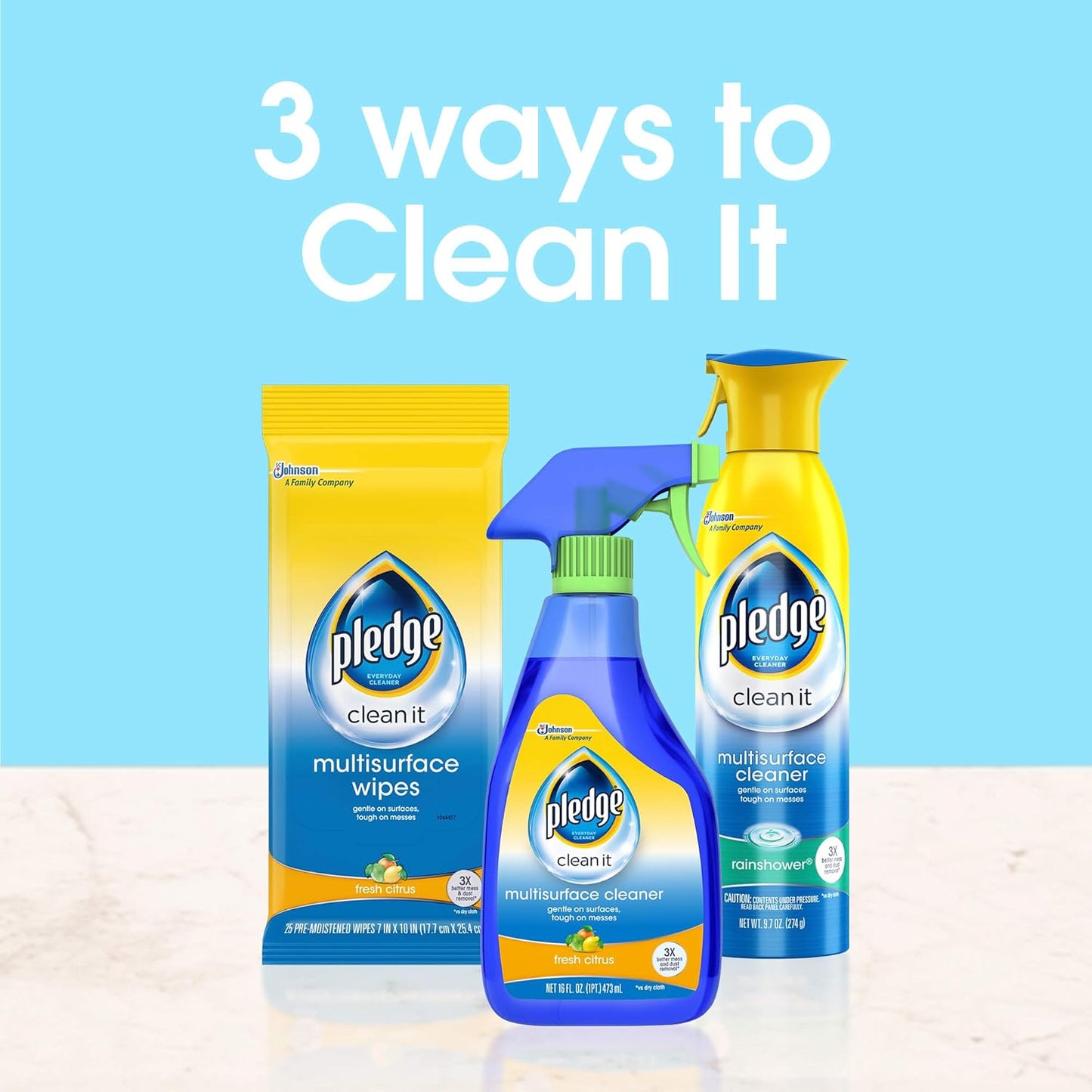 Pledge Multi-Surface Furniture Polish Wipes, Works on Wood, Granite, and Leather, Cleans and