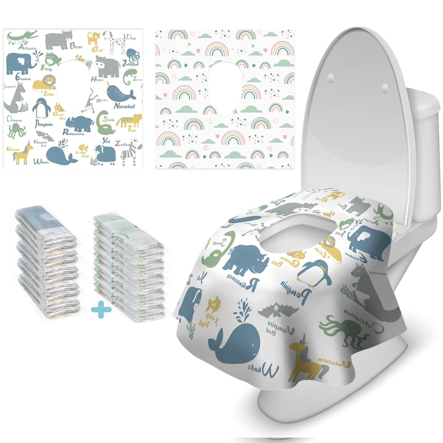 Blissful Diary 20 Pcs Toilet Seat Covers Disposable for Toddlers & Adults, Extra Large Waterproof