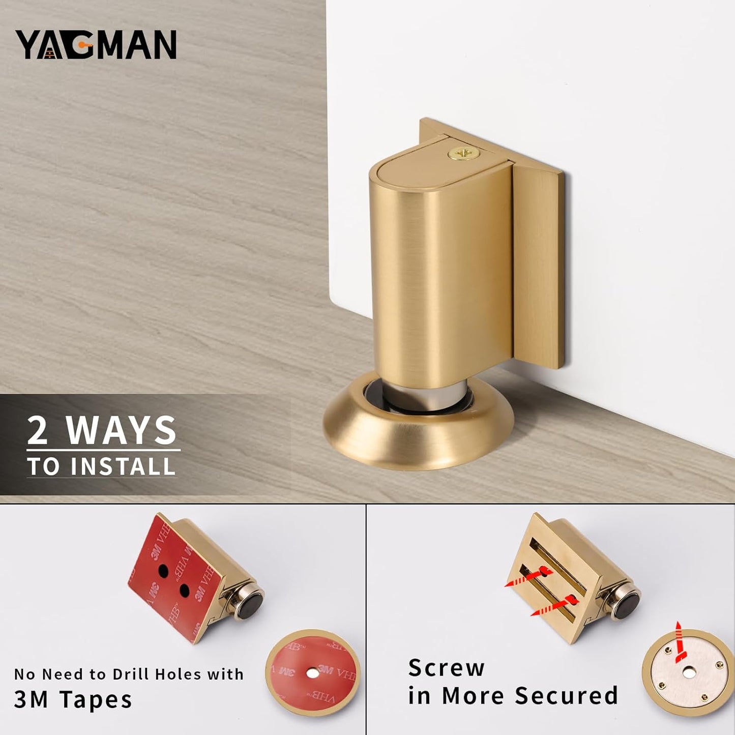 1 Pack Magnetic Door Stoppers Retractable Bottom of Door Holder No Drilling Mount Floor Door Stop