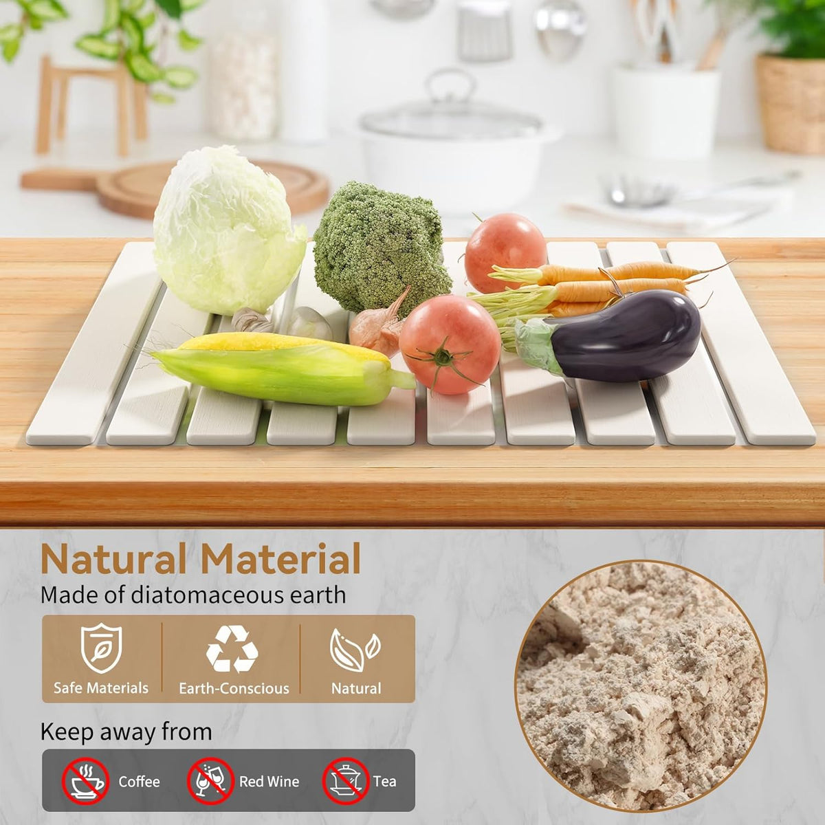 Large Stone Dish Drying Mats for Kitchen Counter,23.6''x15.3'' Foldable Quick Dry Stone Mat