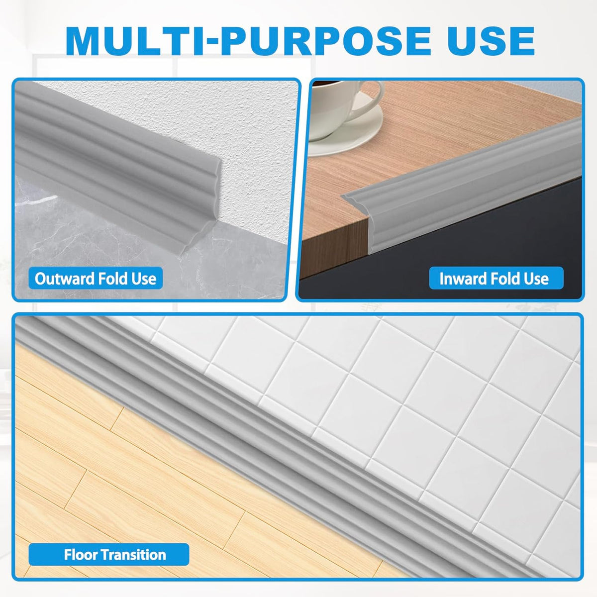 Wall Corner Protector Peel and Stick Corner Trim Molding Flexible Inside & Outside Wall Edge Guard