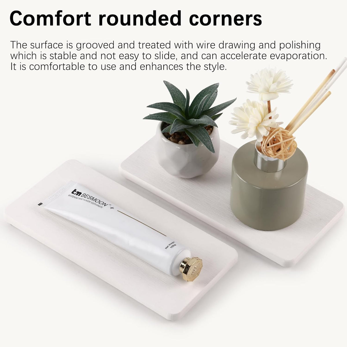 2 Pcs Water Absorbing Stone Trays, Kitchen/Bathroom Sink Soap Dish, Diatomite Tray Used for Hand
