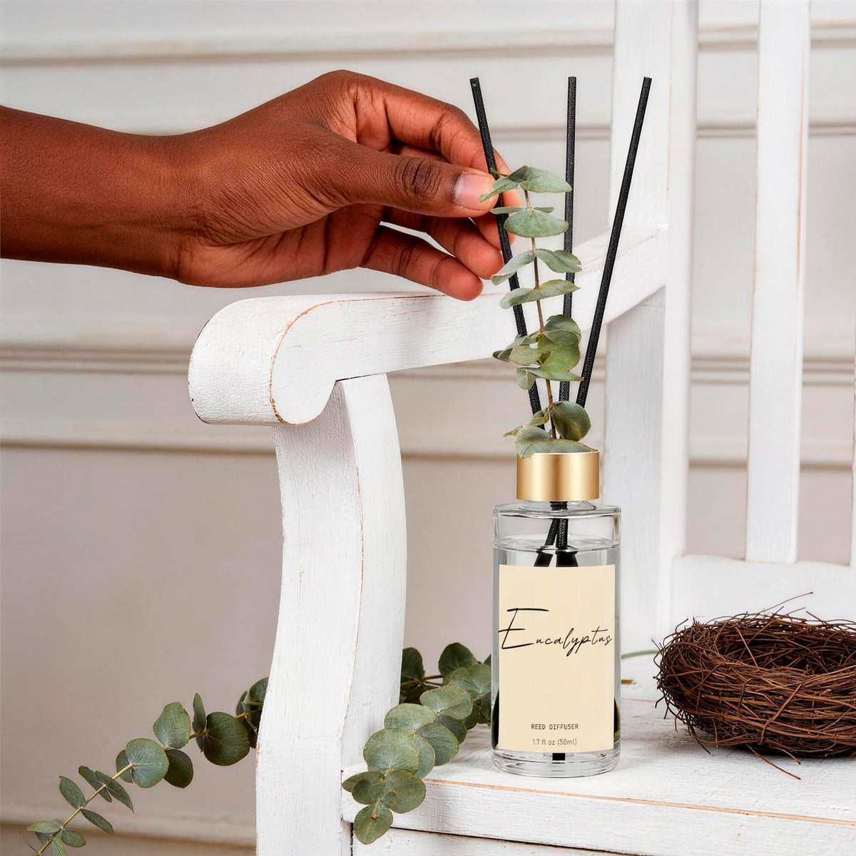 Reed Diffuser Set of 3, Eucalyptus, Linen, Ocean Oil Diffusers with Sticks