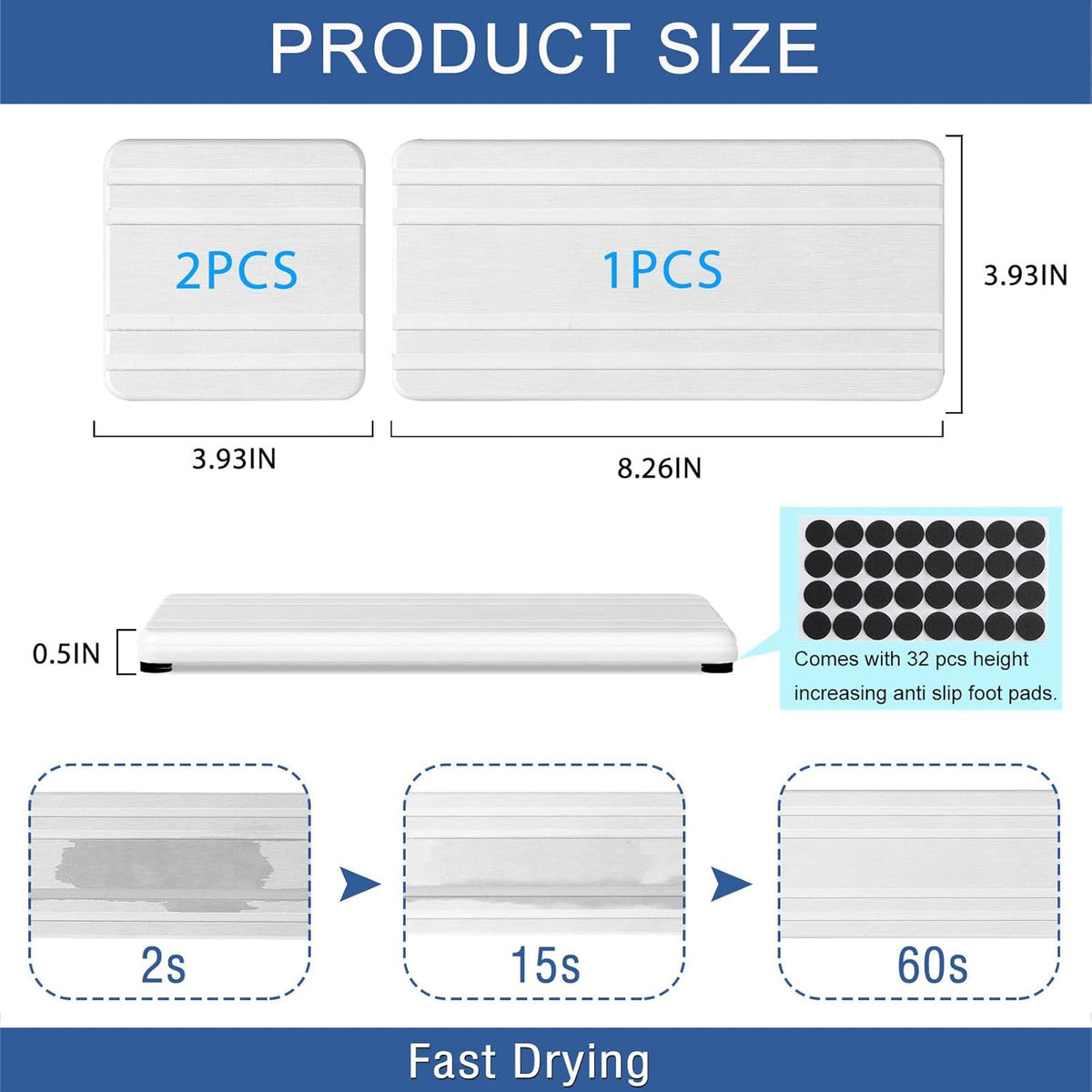 3PCS Water Absorbing Stone Tray, DryingNeat Diatomite Stone Sink Tray, Instant Dry Sink Coasters