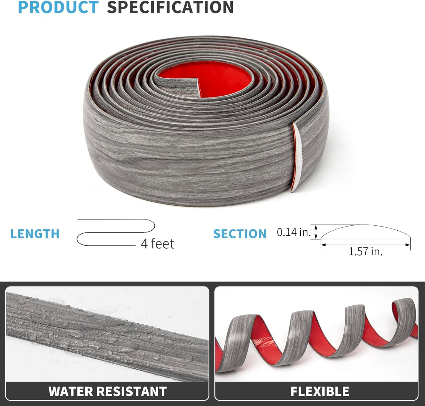 Art3d Self Adhesive Vinyl Floor Transition Strip, Laminate Floor Strip Floor Flat Divider Strip for