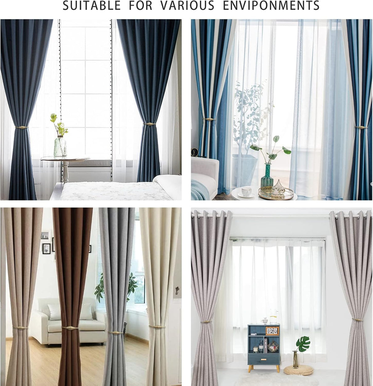 2 PCS Magnetic Curtain Tiebacks, European Style Convenient Drape Tie Backs Holdbacks for Thin or