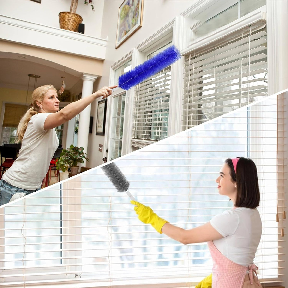 2 Pcs Cobweb Duster, Bendable Fan Cleaner Brushes Set Reusable, Plastic Microfiber Duster for Air