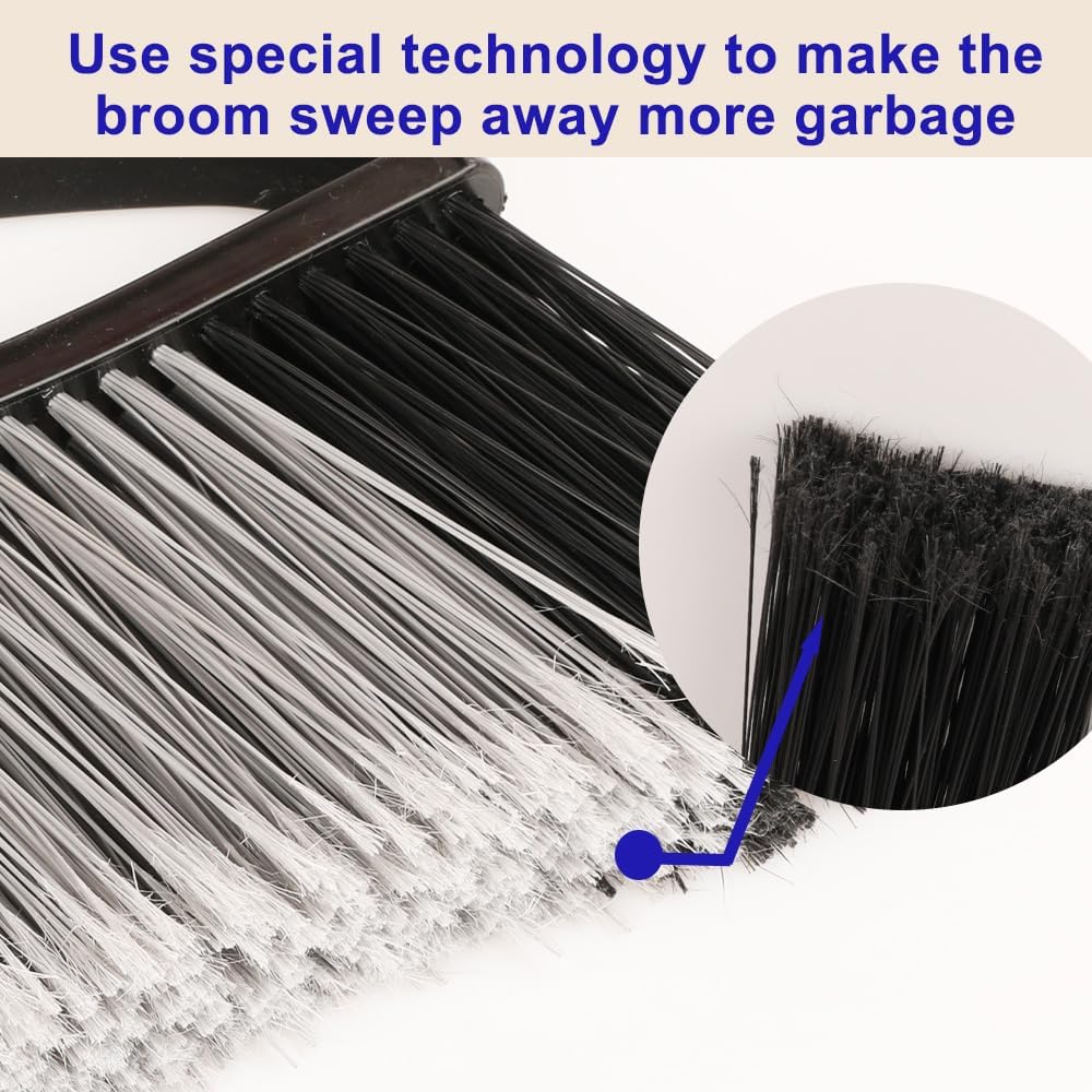 Heavy Duty Outdoor Broom - 15.7'' Wide, Long Handle, Angle Broom with Stiff Bristles for Patio