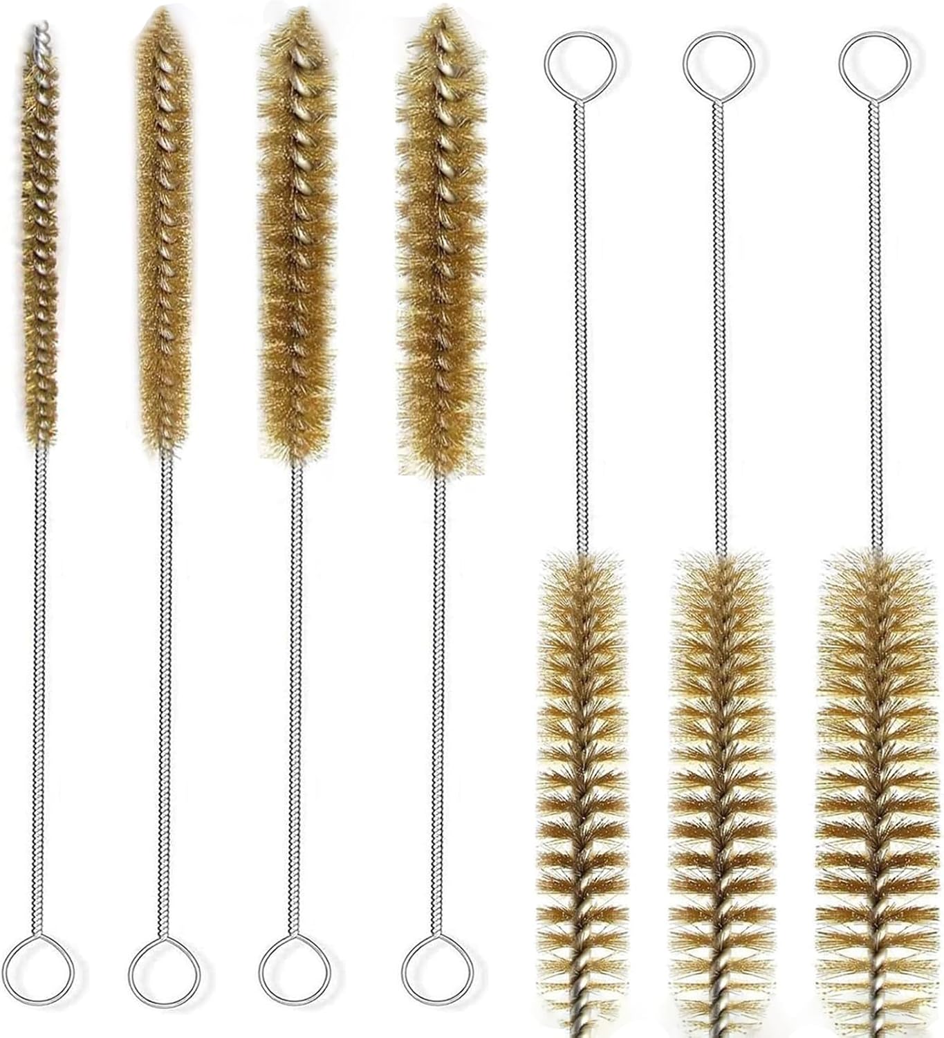 7pcs Brass Wire Tube Brushes Bottle Brush Set,11Inch Long Wire Brushes for Cleaning,Wire Pipe