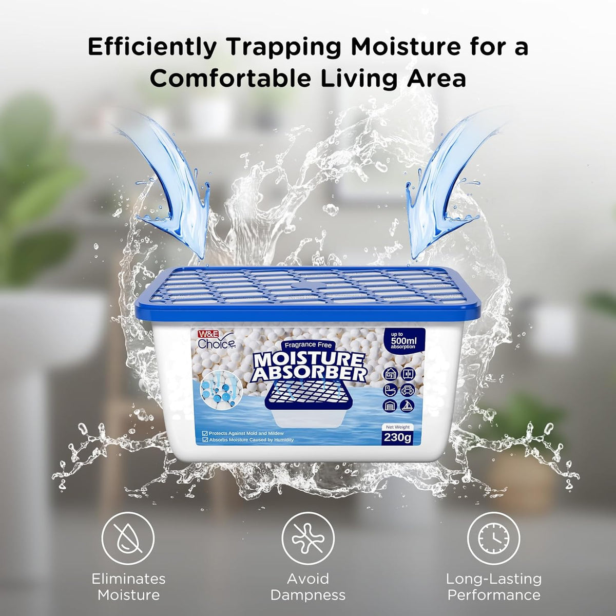 W&E Choice Moisture Absorbers, Portable Humidity Absorber Boxes for Your Bathroom, Closet & Car