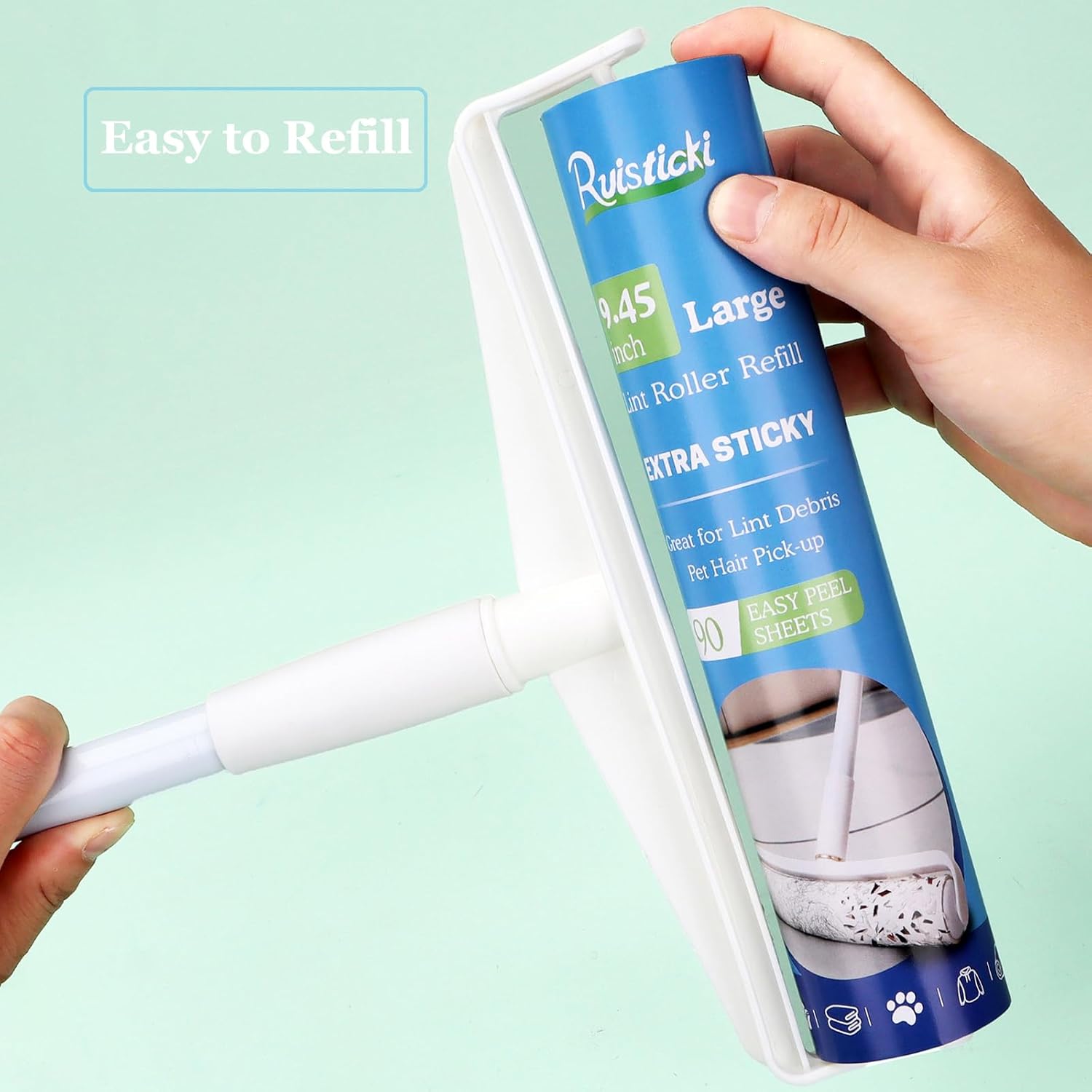 9.45 inch Lint Roller Refills for 9.4'' - 9.5'' Large Lint Rollers Extra Sticky Roller Refills