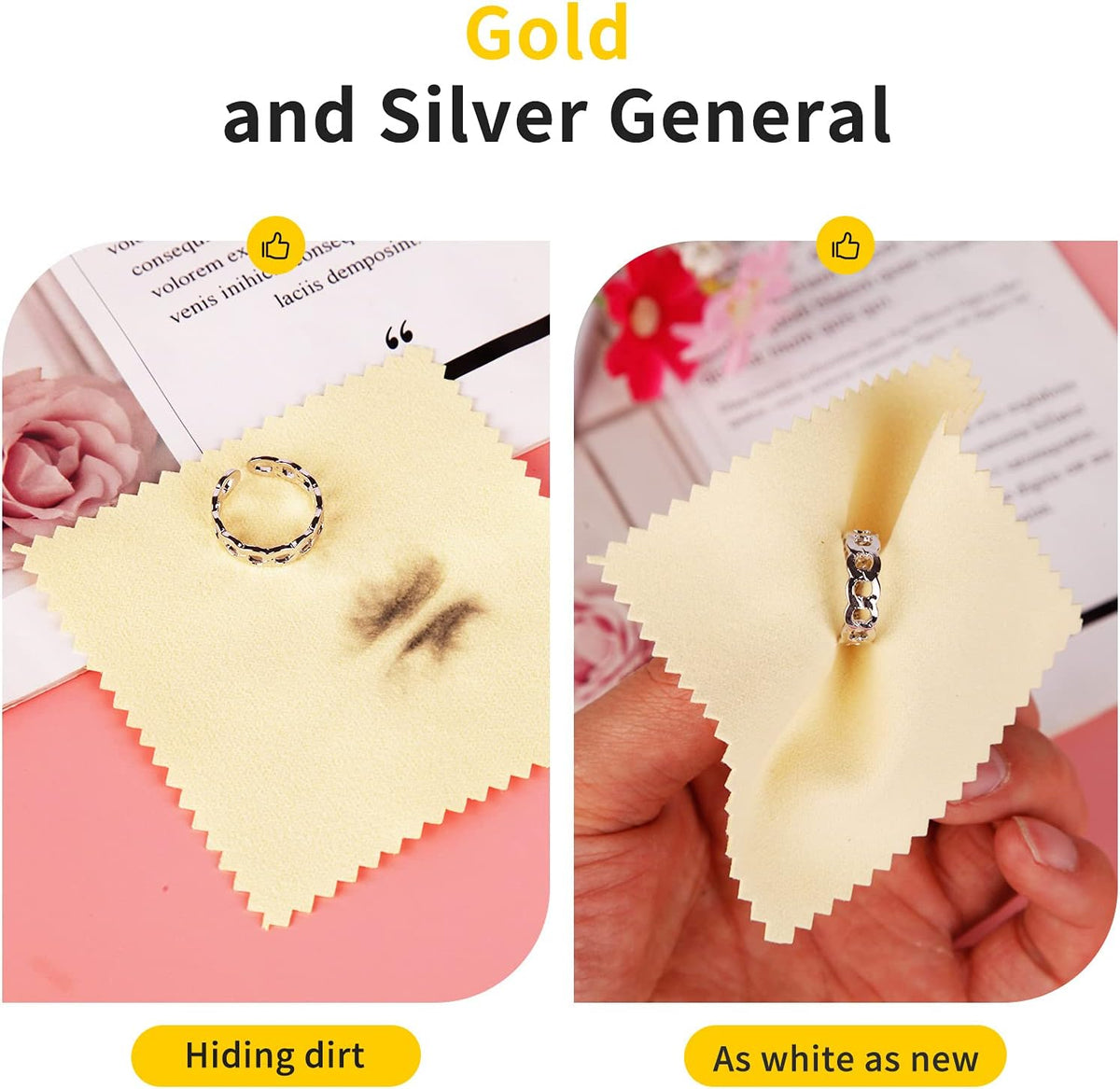 CATIFLIN 100pcs Premium Jewelry Cleaning Cloth, Silver Polishing Cloth Individually Wrapped, for
