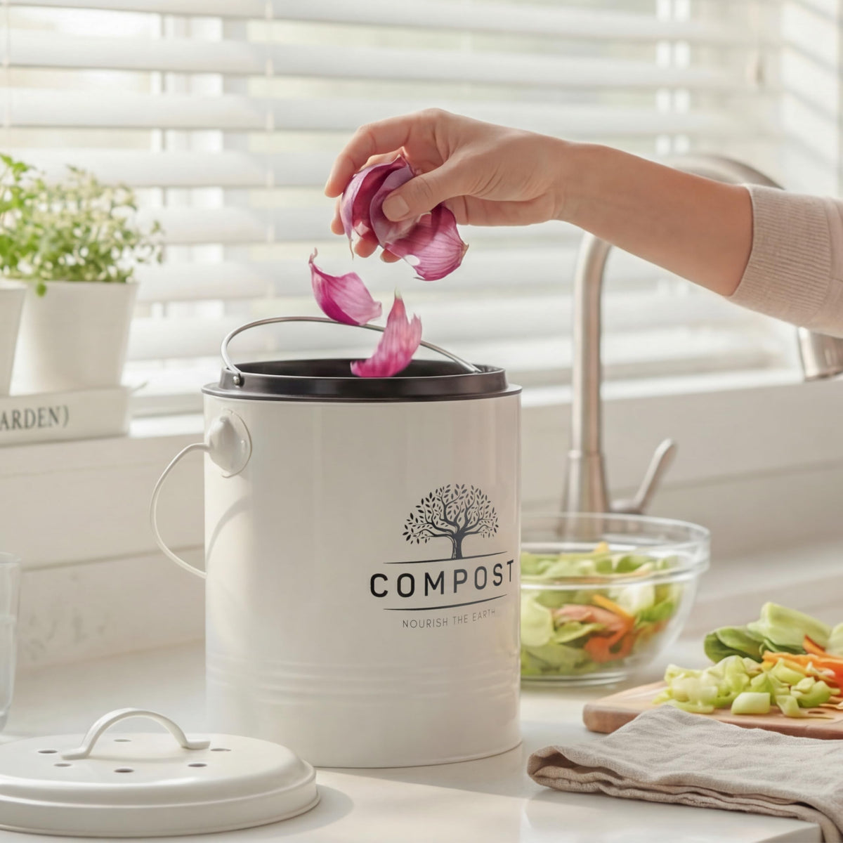 Perfnique 1.3 Gal Kitchen Compost Bin with Lid, Countertop Compost Caddy
