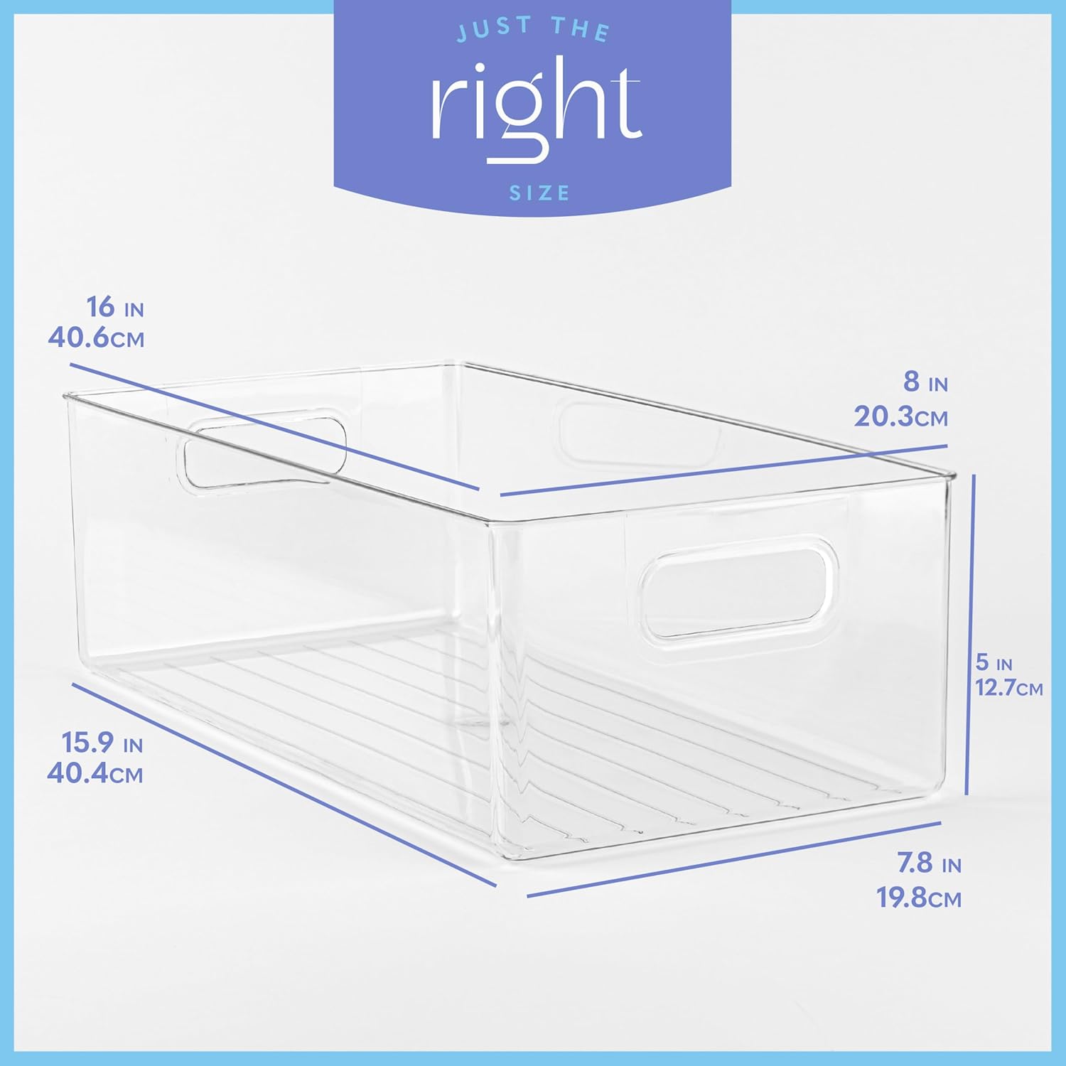 Plastic Food Storage 6 Pack Clear Container Bin with Handles for Organizing Kitchen, Pantry
