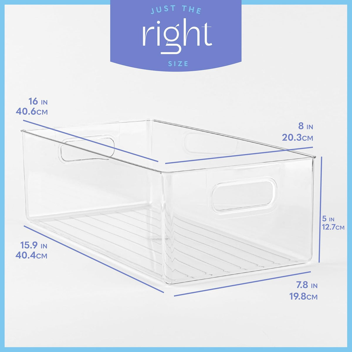 Plastic Food Storage 4 Pack Clear Container Bin with Handles for Organizing Kitchen, Pantry