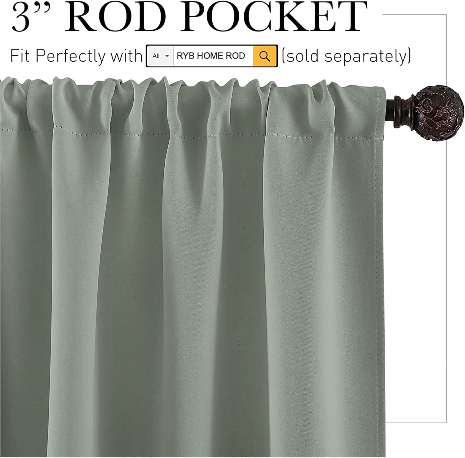 RYB HOME Dorm Curtains Room Darkening, 45 inch Length Privacy Window Treatment Thermal Insulated