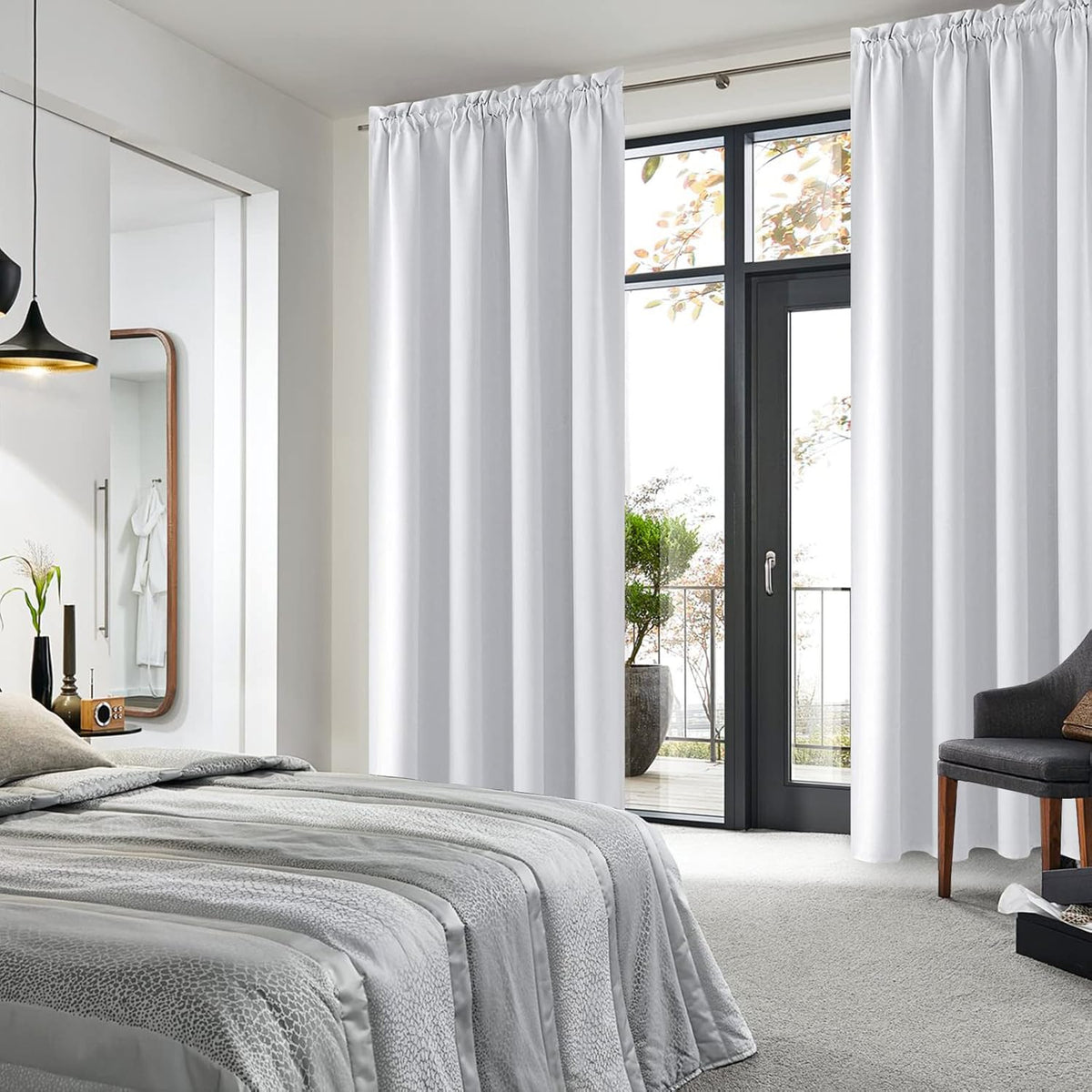 DWCN Blackout Curtains Room Darkening Thermal Insulated Bedroom Curtains Window Curtain Panels, 52