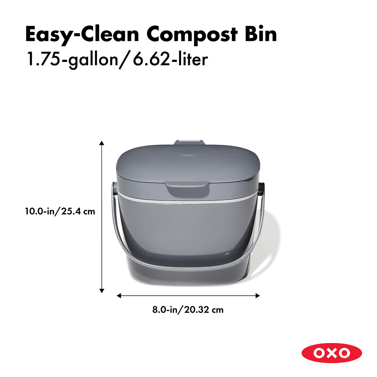 OXO Good Grips EASY-CLEAN COMPOST BIN - CHARCOAL - 1.75 GAL/6.62 L