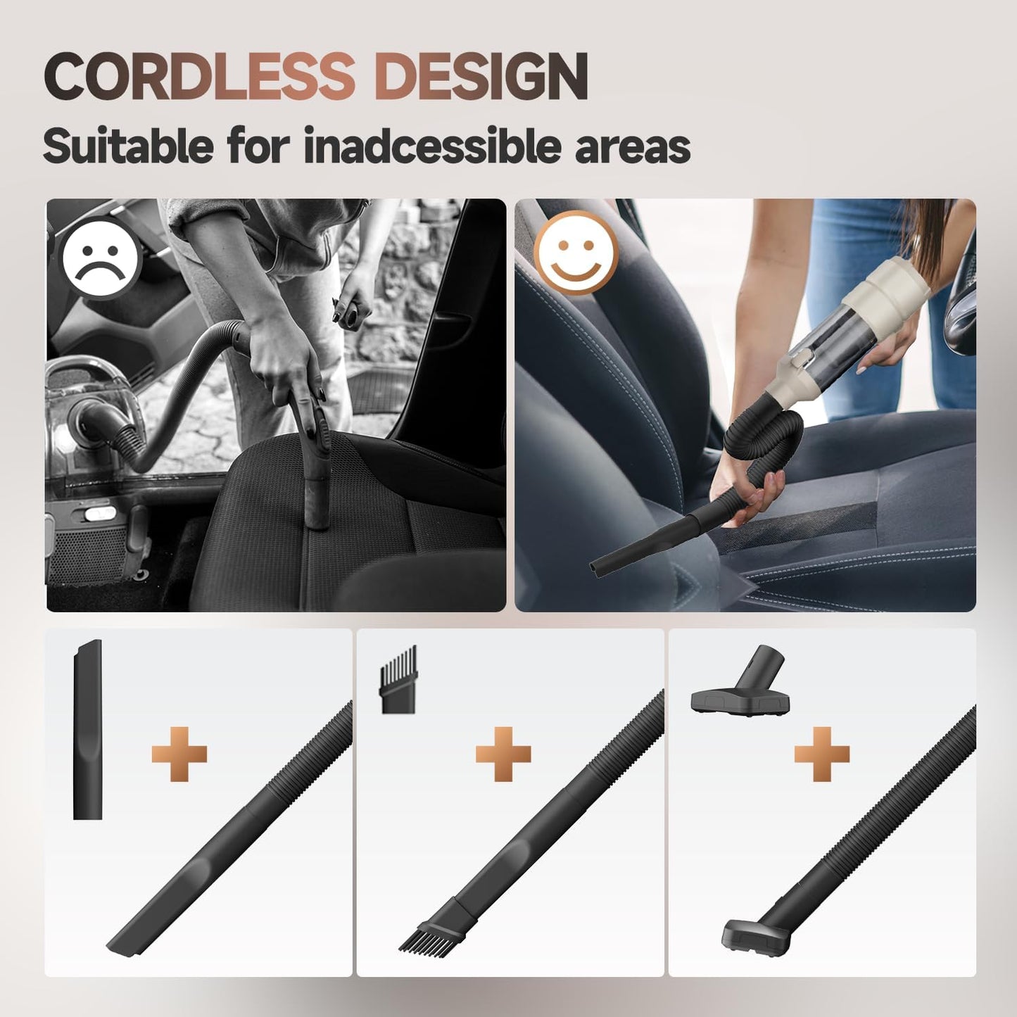 Car Vacuum, Handheld Car Vacuum Cleaner Cordless with Brushless Motor, 20000PA Suction High Power