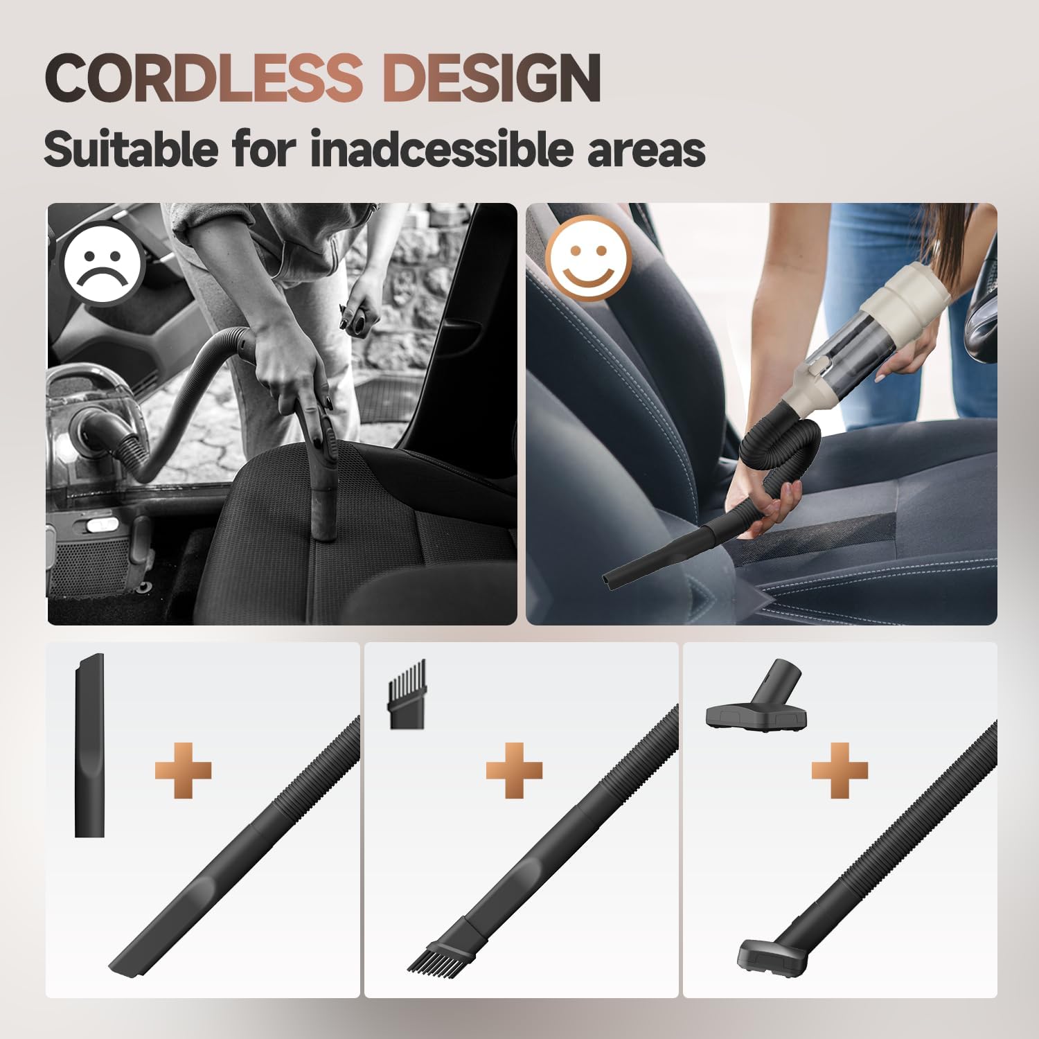Car Vacuum, Handheld Car Vacuum Cleaner Cordless with Brushless Motor, 20000PA Suction High Power