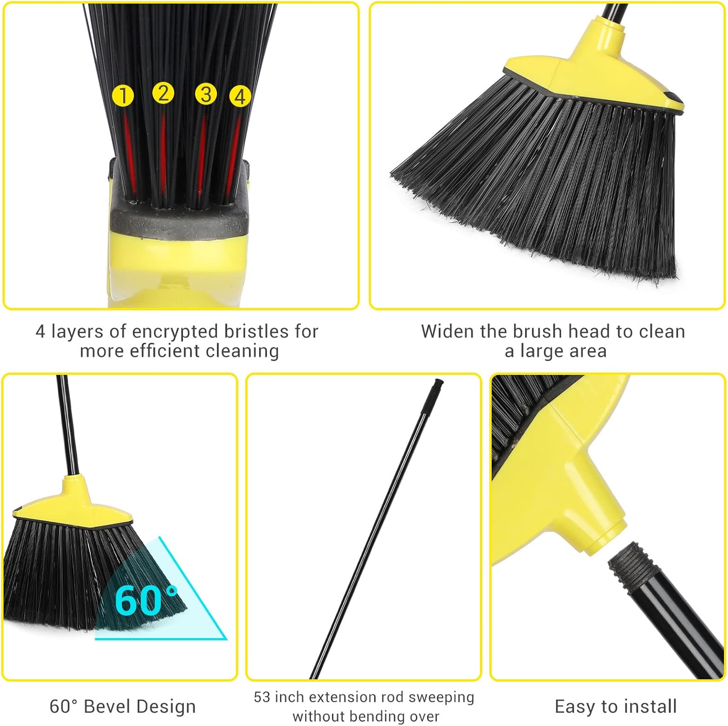 WILLBOND 20 Pcs Heavy Duty Broom Outdoor Indoor Commercial Angle Brooms Bulk for Courtyard Garage