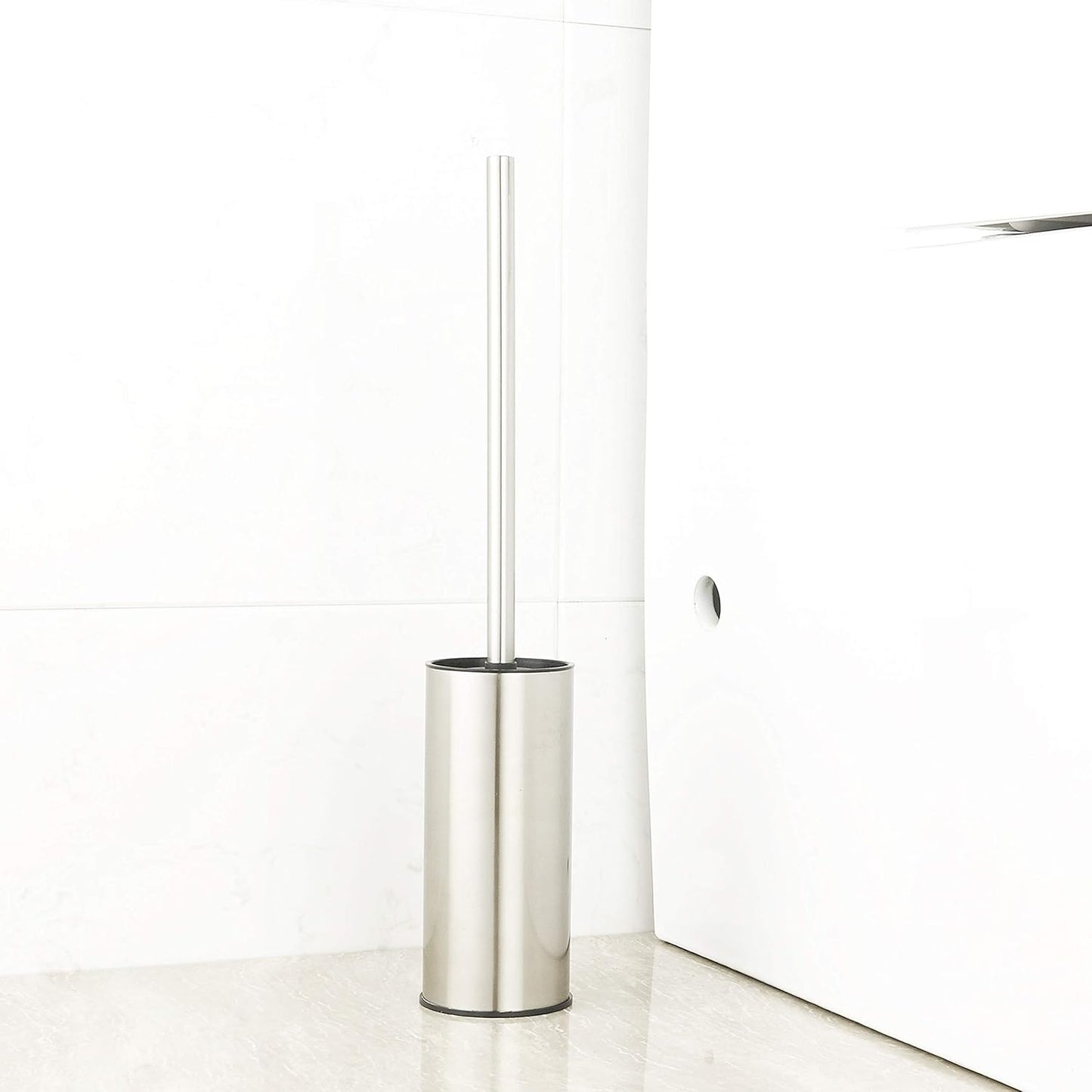 BGL Toilet Brush Holder Brushed Nickel, Stainless Steel 304 Brushed Nickel Round Freestanding