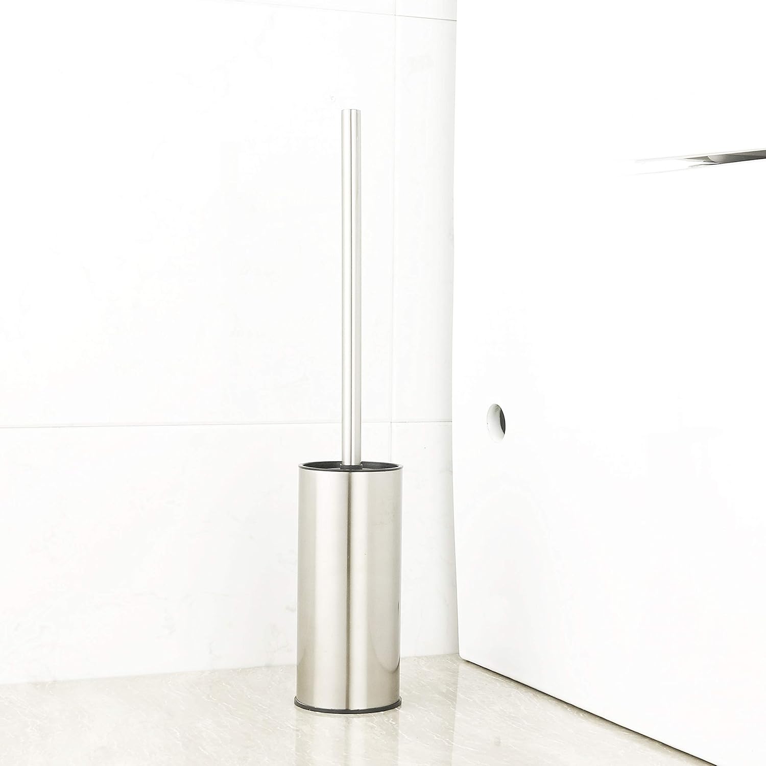 BGL Toilet Brush Holder Brushed Nickel, Stainless Steel 304 Brushed Nickel Round Freestanding
