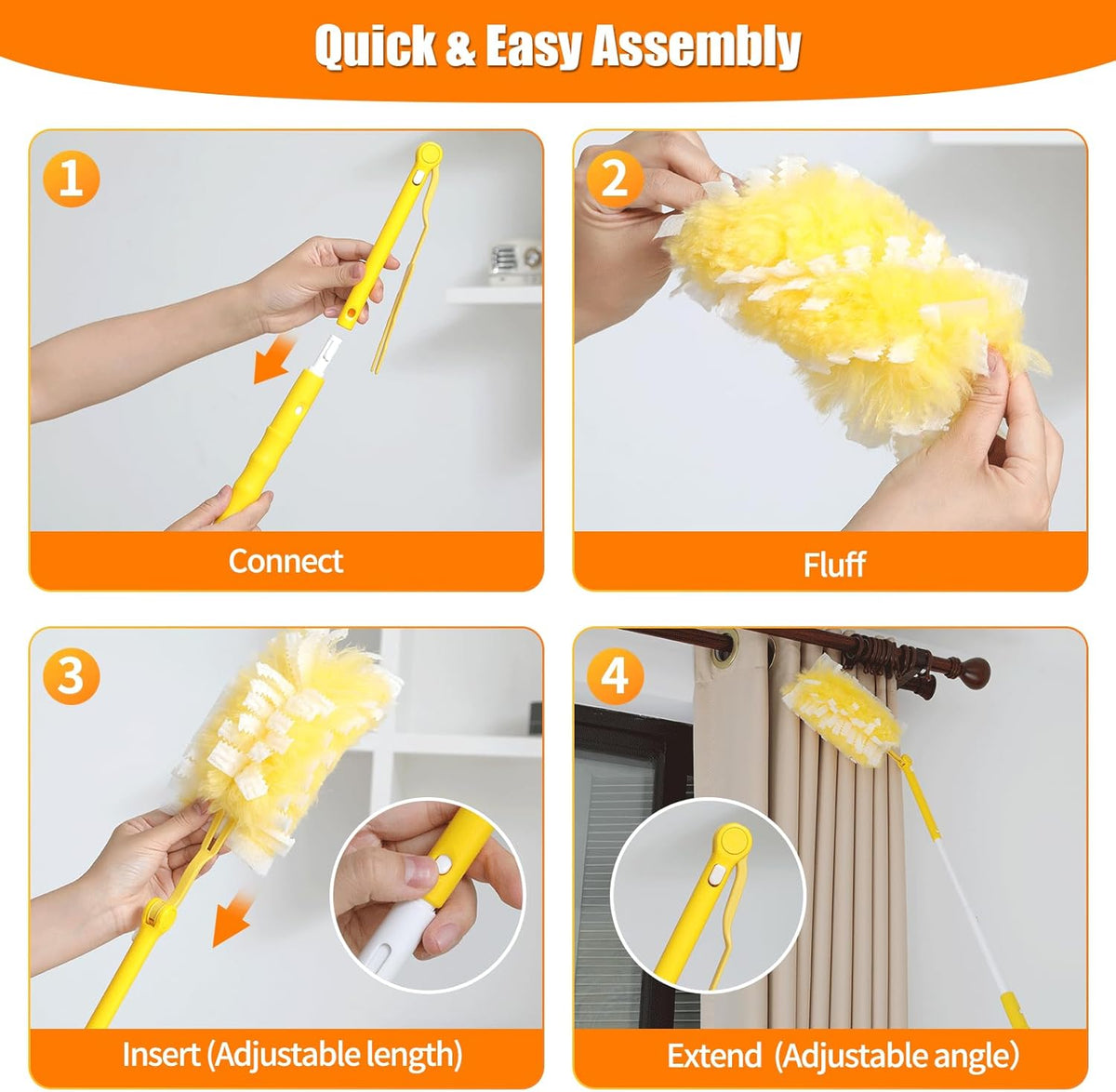 40 Count 360° Heavy Duty Duster Refills Compatible with Swiffer,Large Size-Extra Thick Disposable