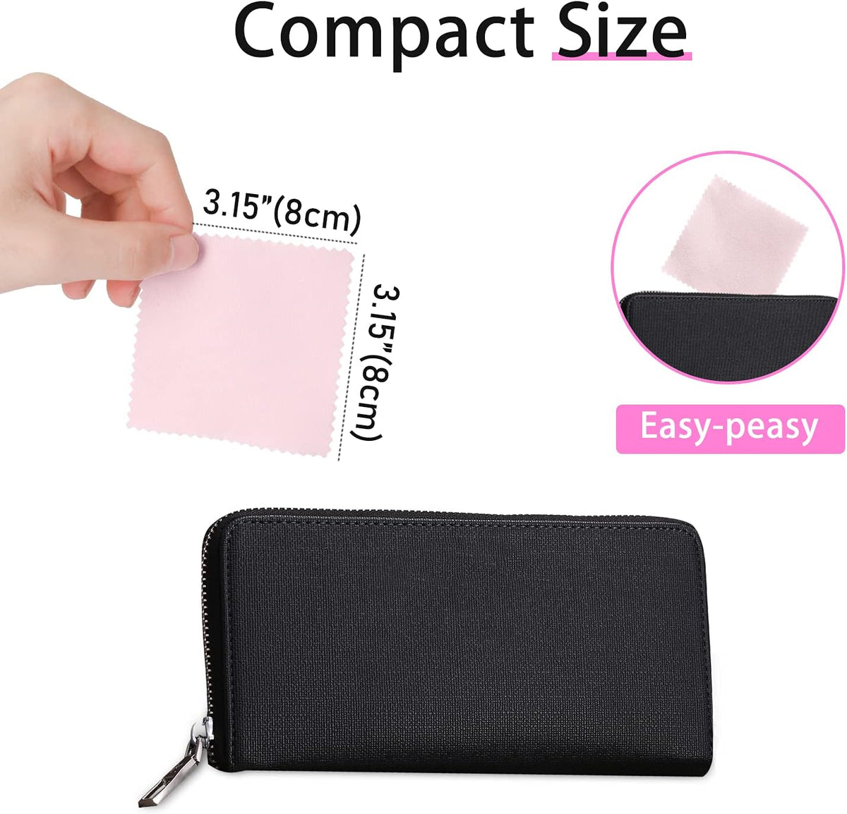 CATIFLIN 100pcs Jewelry Cleaning Cloth, Silver Polishing Cloth Individually Wrapped, Small Jewelry