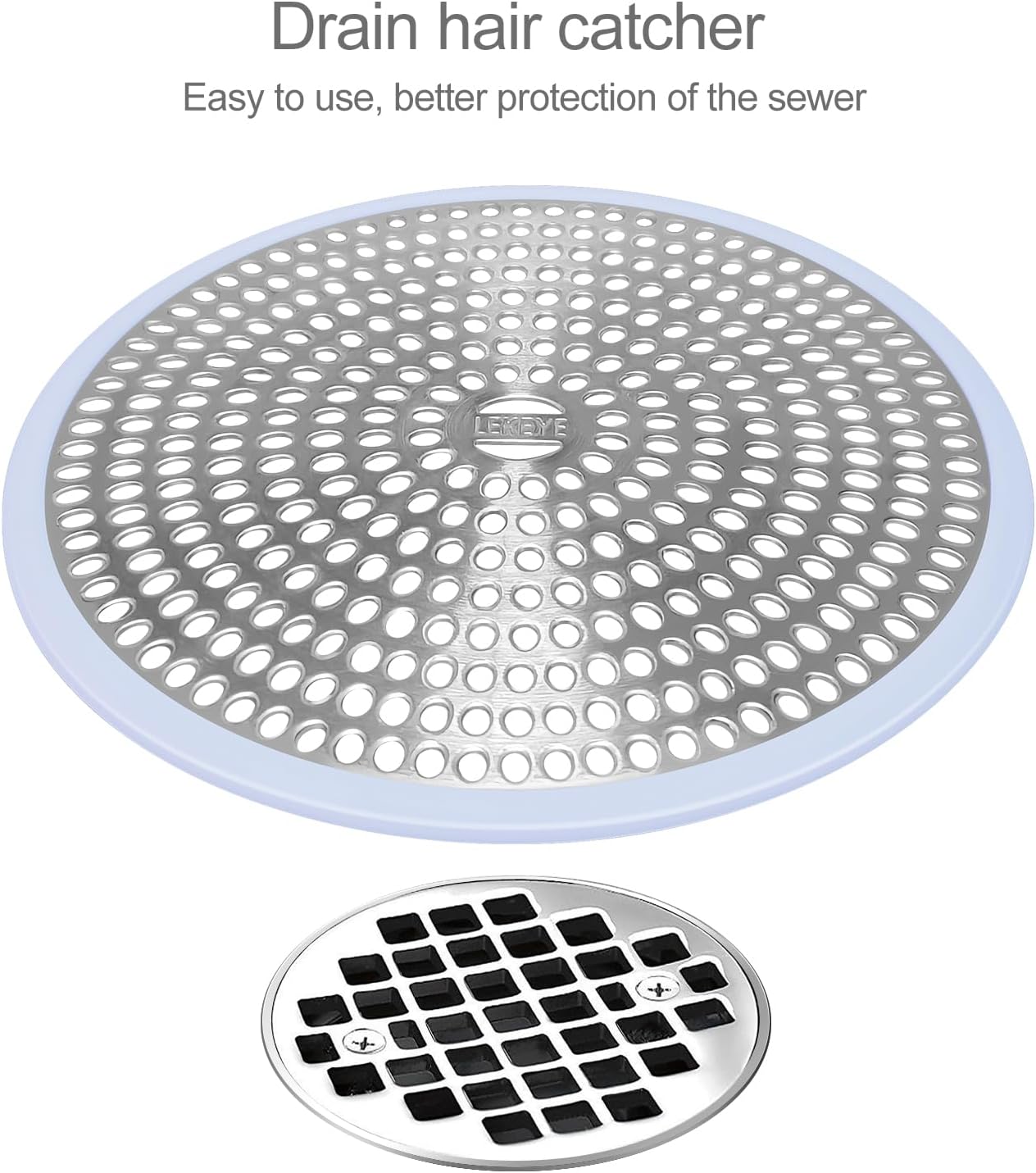 LEKEYE Shower Drain Hair Catcher | Strainer | Shower Stall Drain Cover | Bathroom Drain Protector