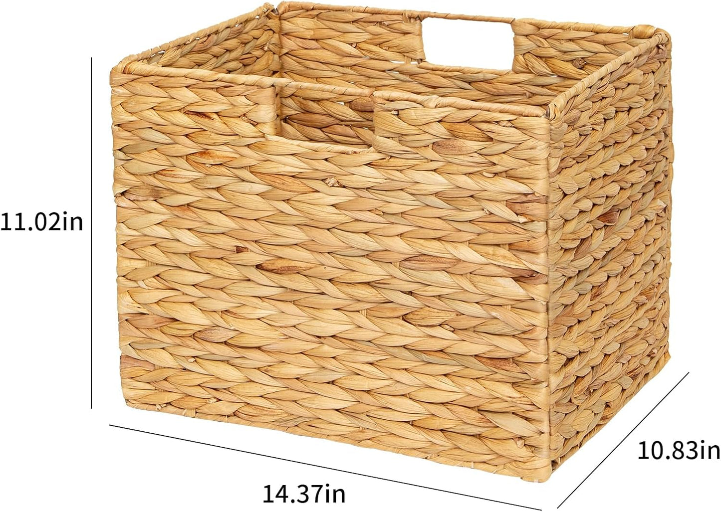Storage Baskets，Wicker Baskets,Hyacinth Basket For Shelf,Folding 2 Packs Handmade Woven, Seagrass