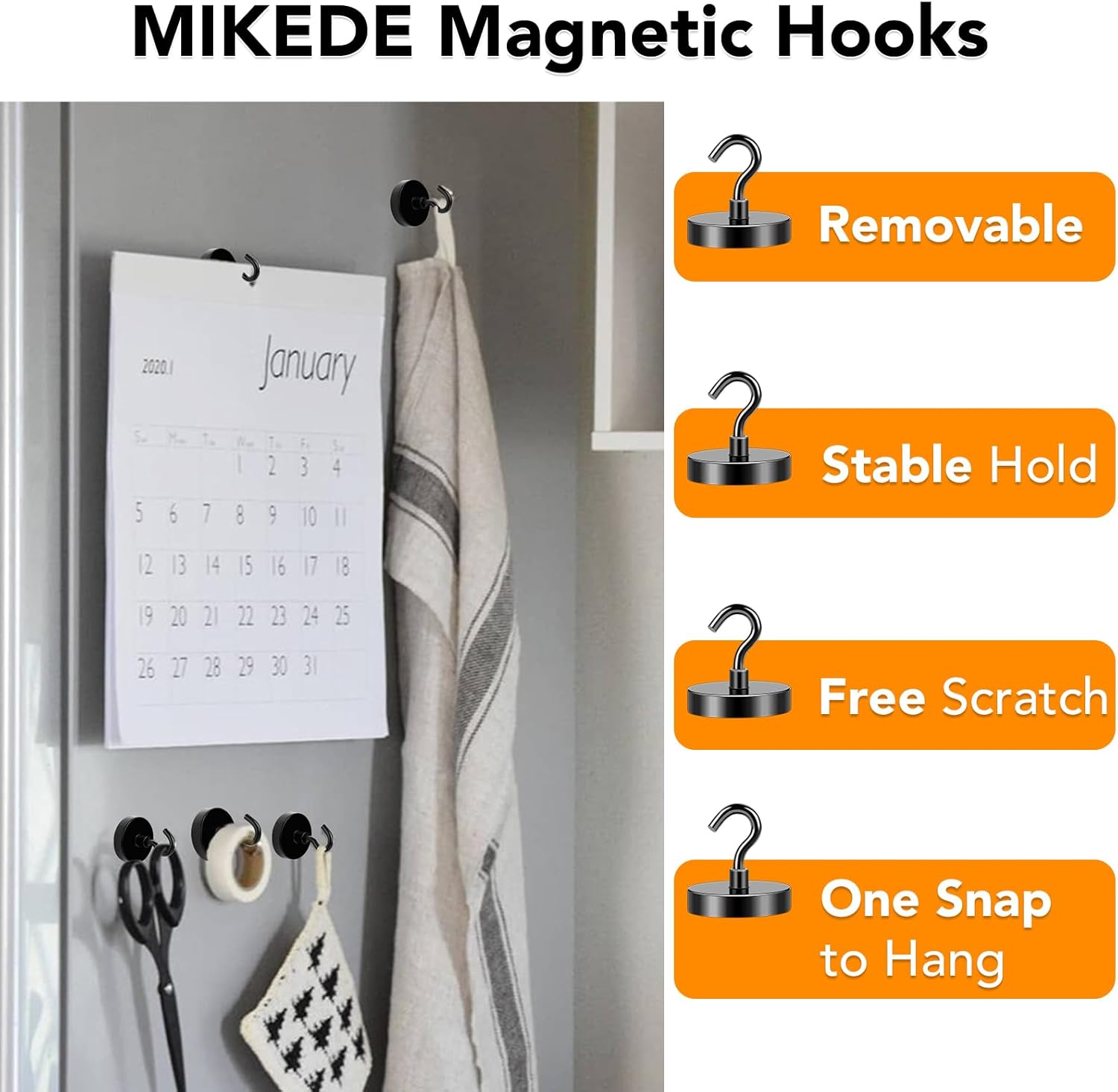 MIKEDE Magnetic Hooks, 150LB Super Strong Magnet Hooks Heavy Duty for Cruise Essentials, Black