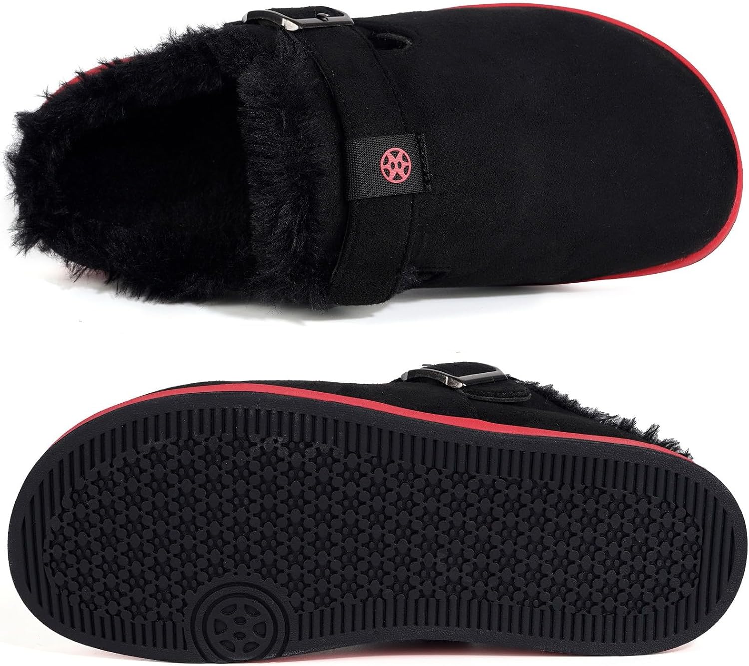 Fur Lined Clogs for Women Men Suede Winter Slippers Arch Support Slip on Mules Potato Shoes with