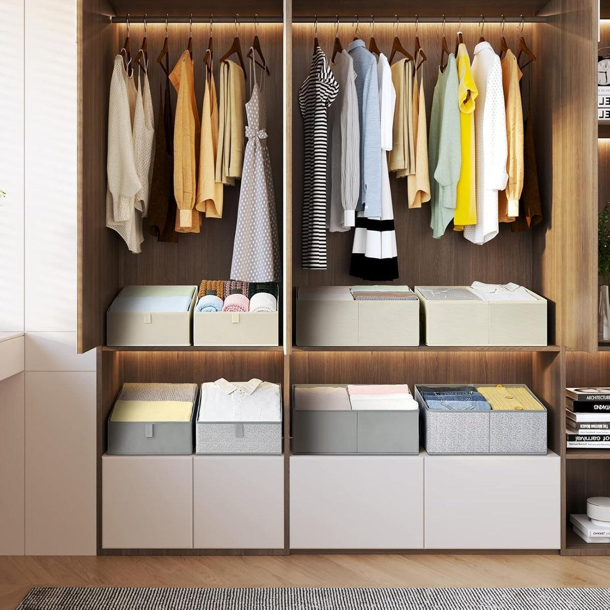DIMJ Trapezoid Storage Bins for clothes - 6 Packs Closet Organizers and Storage Baskets, Foldable