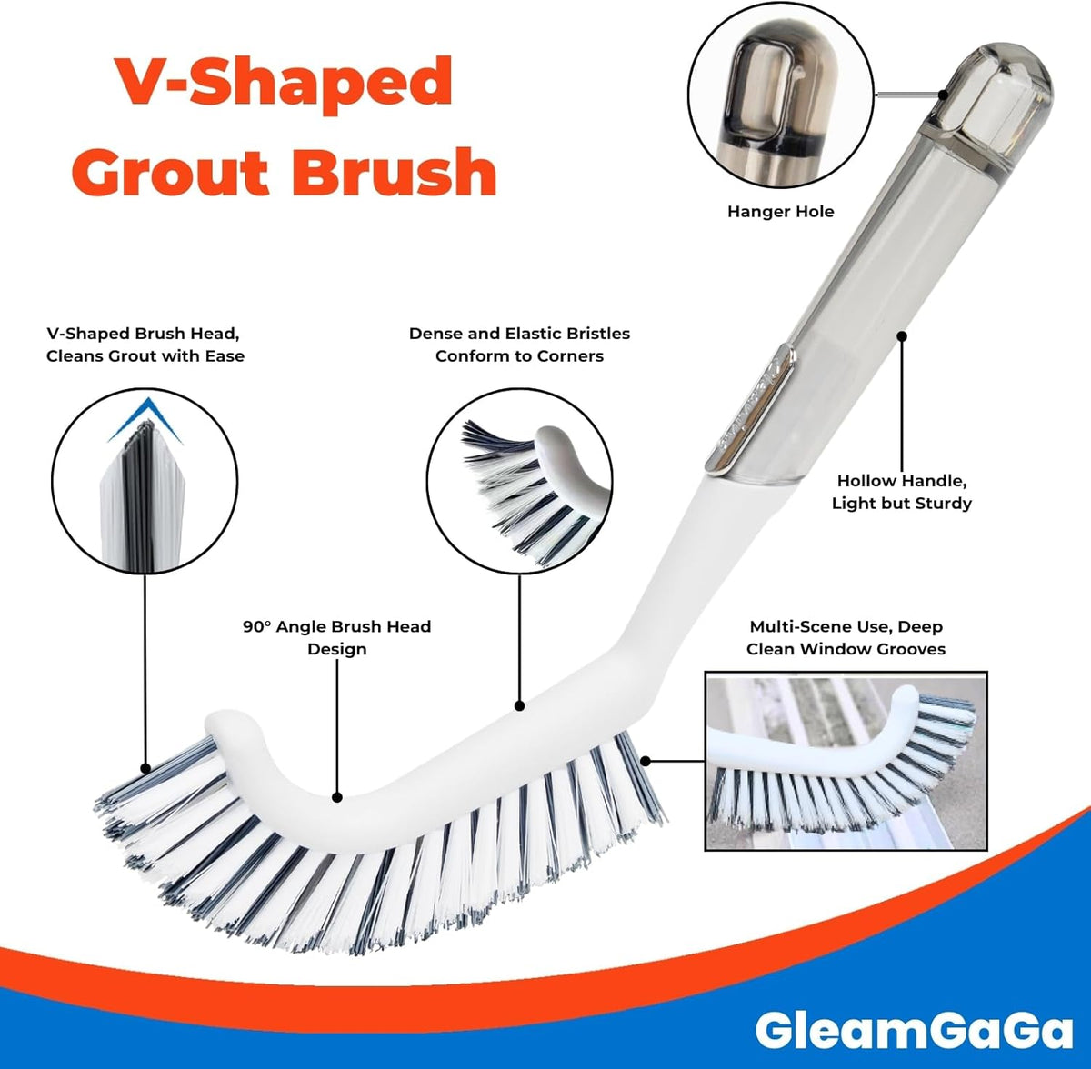 3 Pack Scrub Brush Set – Heavy-Duty Scrub Brushes for Cleaning with Handle, Cleaning Brush with