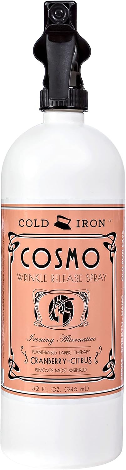 Cold Iron Wrinkle Release Spray 32 fl oz. Cranberry-Citrus. Plant Based Ironing Alternative. Fast