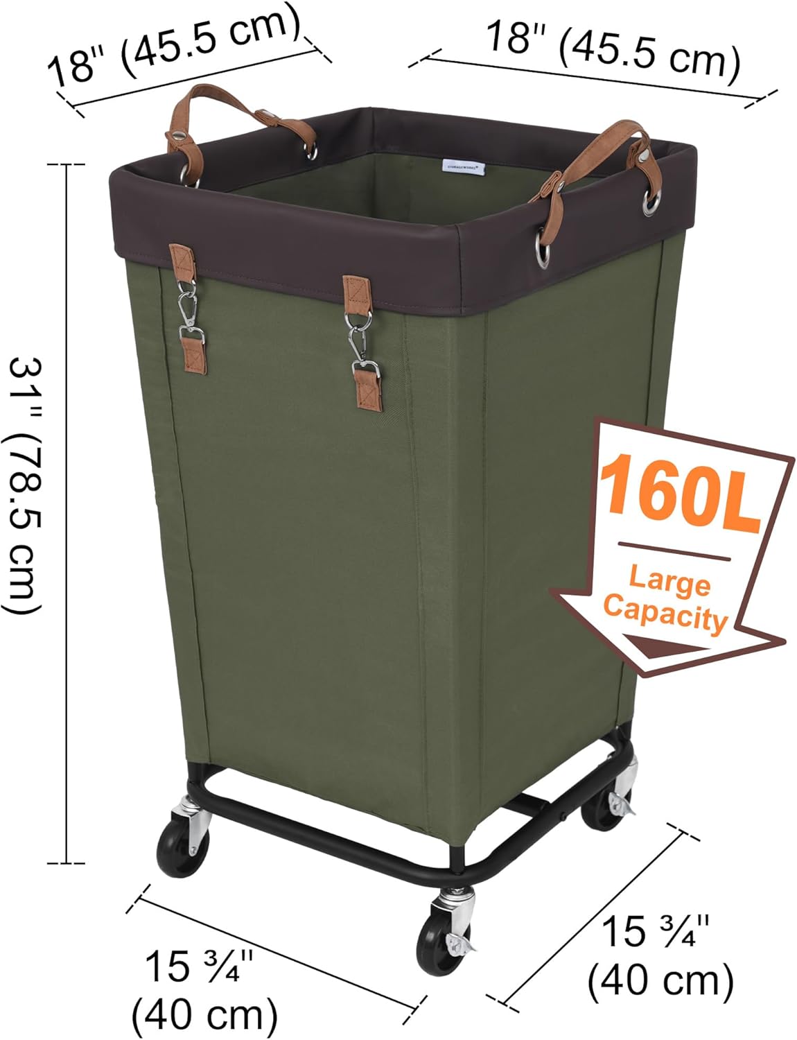 StorageWorks 160L Laundry Basket with Wheels, Large Rolling Hampers for Clothing Organizer, Dirty