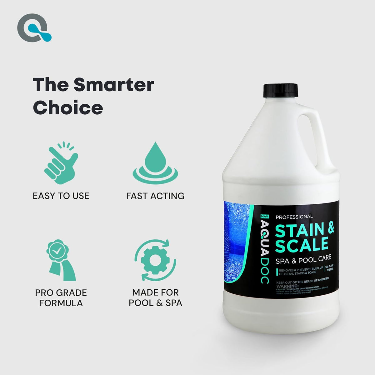 Pool & Hot Tub Stain and Scale Remover - AquaDoc 1 Gallon (128oz) Pool Stain & Scale for Calcium