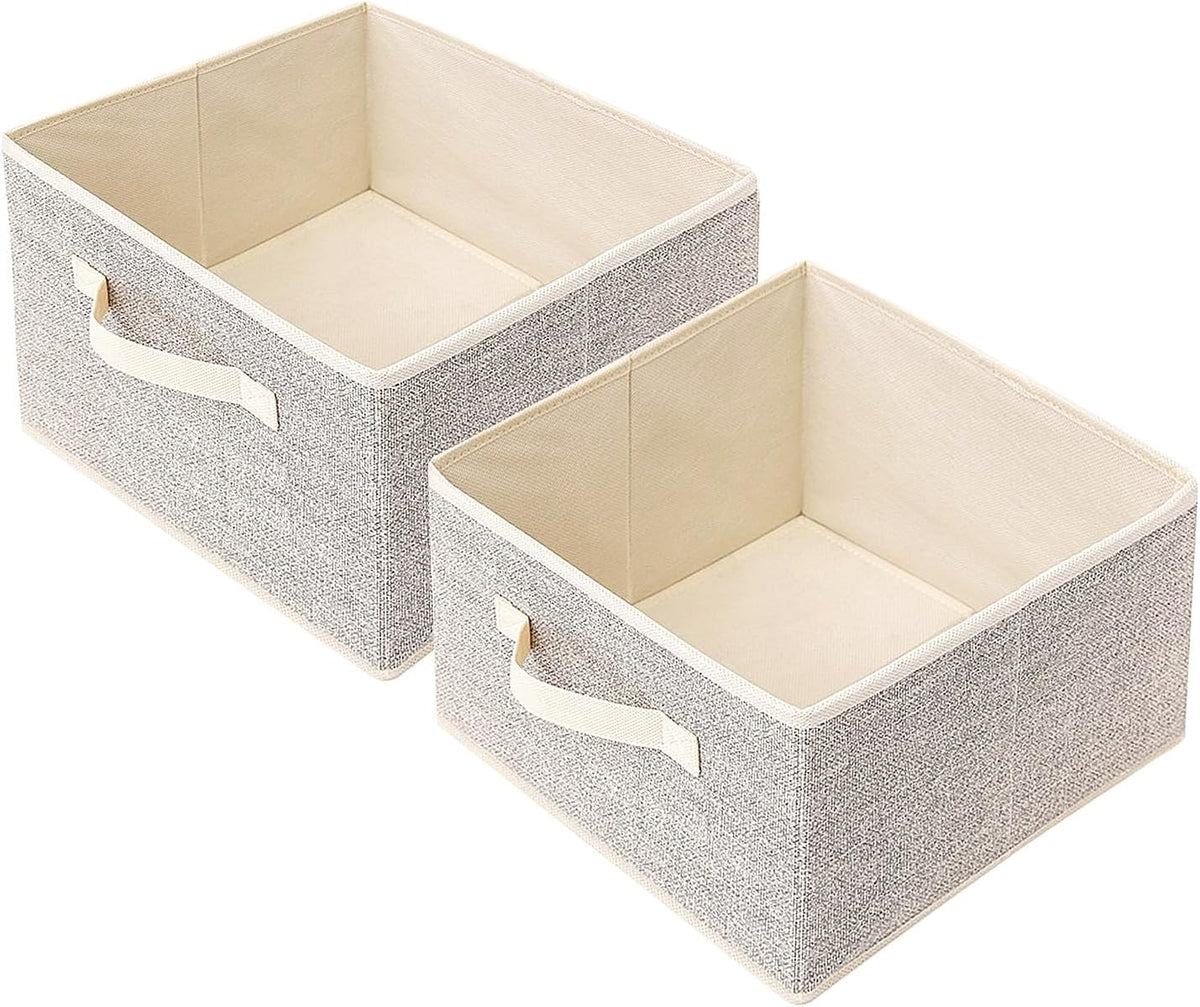 Storage Baskets, 11-Inch Woven Fabric Bins, Storage Cubes with Reinforced Handles, Organizer Bins